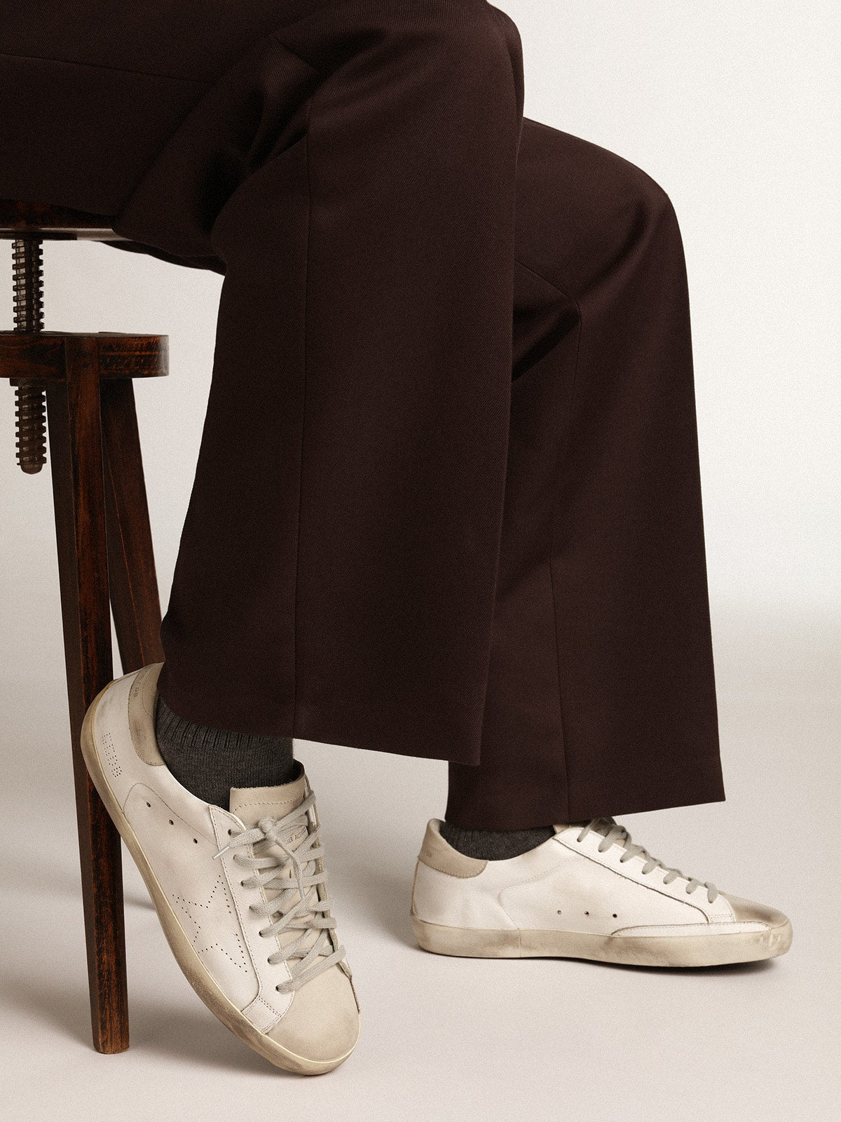 Golden Goose Men’s Super-Star With Perforated Star And Ice-Gray Heel Tab - Sneaker Türkiye