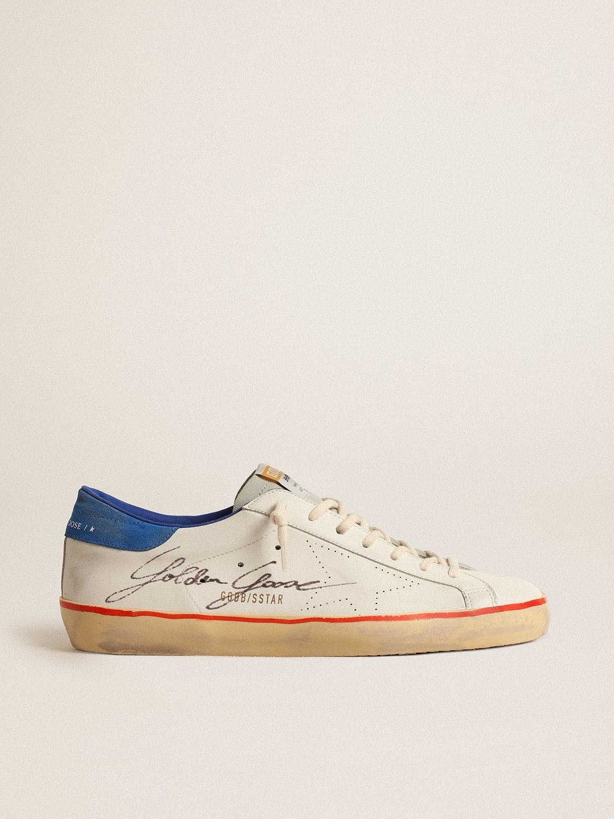 Golden Goose Men’s Super-Star With Perforated Star And Blue Suede Heel Tab - Sneaker Türkiye