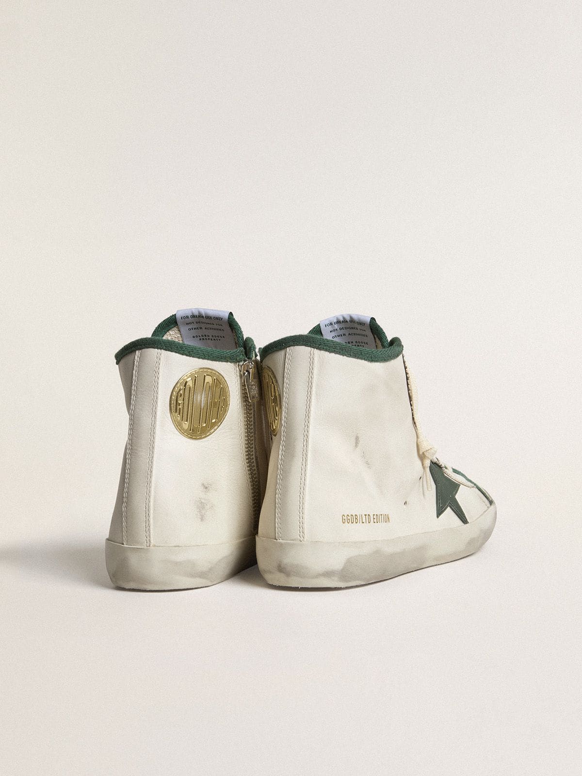 Golden Goose Men’s Francy LTD In White Nappa Leather With Green Rubber Star - Sneaker Türkiye
