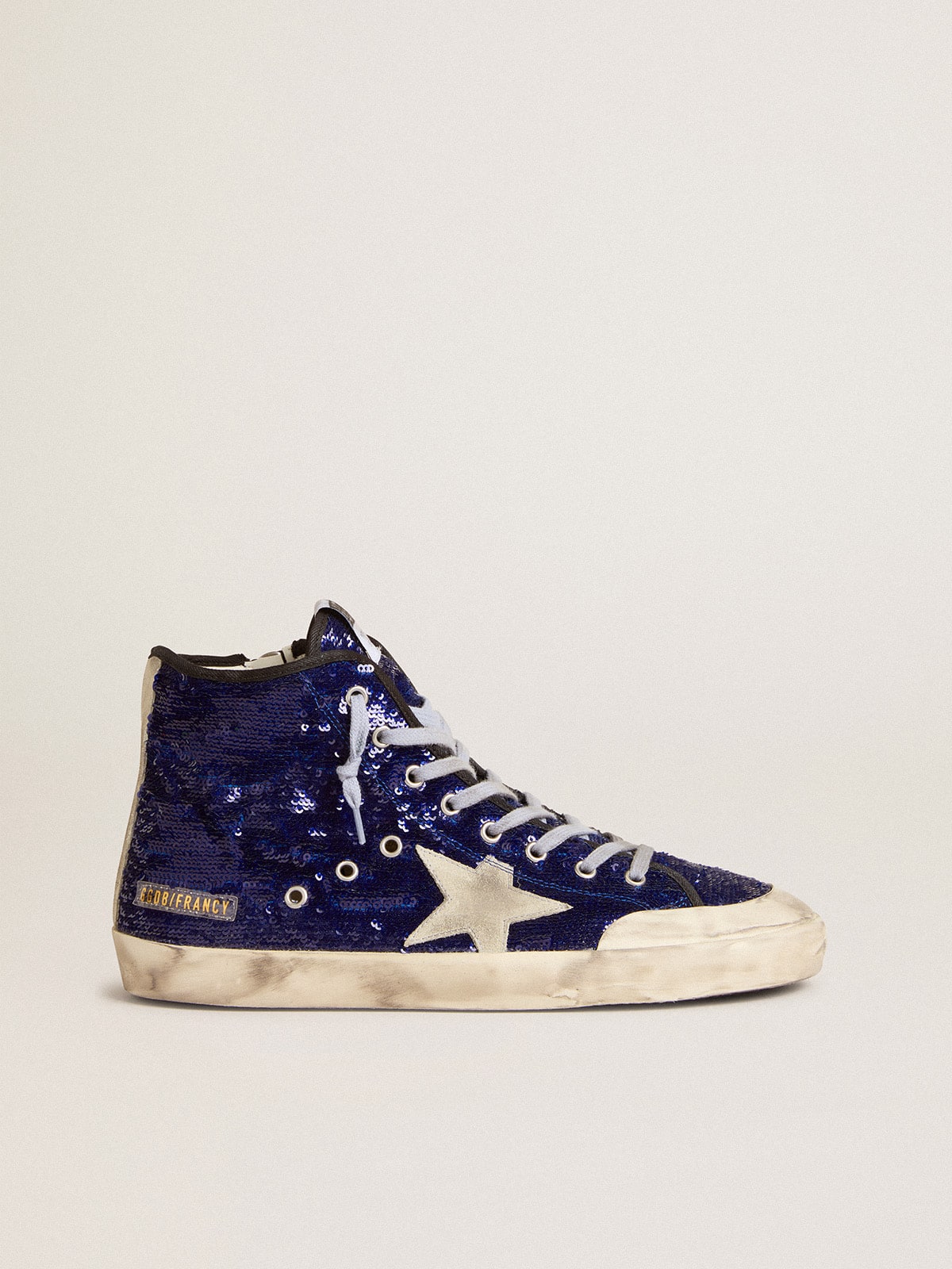Golden Goose Men’s Francy Penstar In Blue Sequins With Ice-Gray Suede Star - Sneaker Türkiye