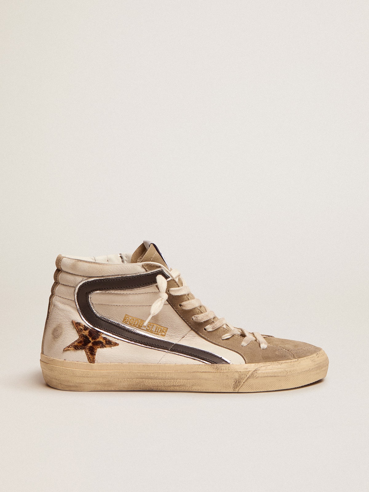 Golden Goose Men’s Slide With Leopard Print Pony Skin Star And Black Flash - Sneaker Türkiye