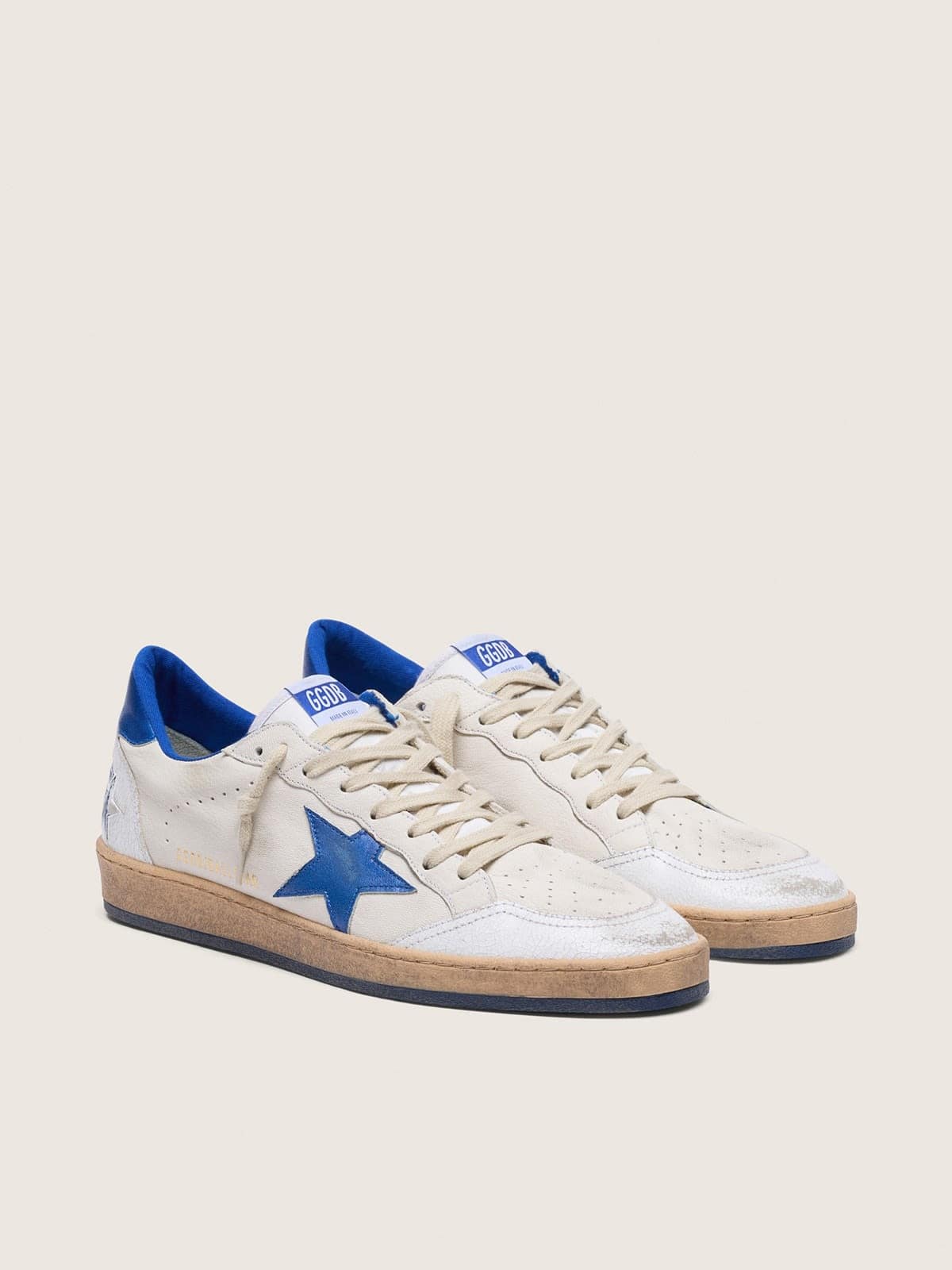 Golden Goose Men’s Ball Star In White Nappa With Blue Star And Heel Tab - Sneaker Türkiye