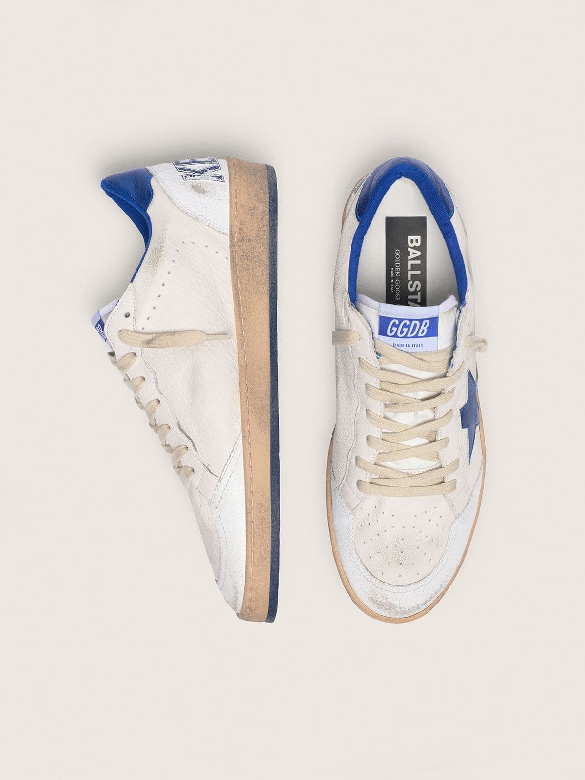 Golden Goose Men’s Ball Star In White Nappa With Blue Star And Heel Tab - Sneaker Türkiye