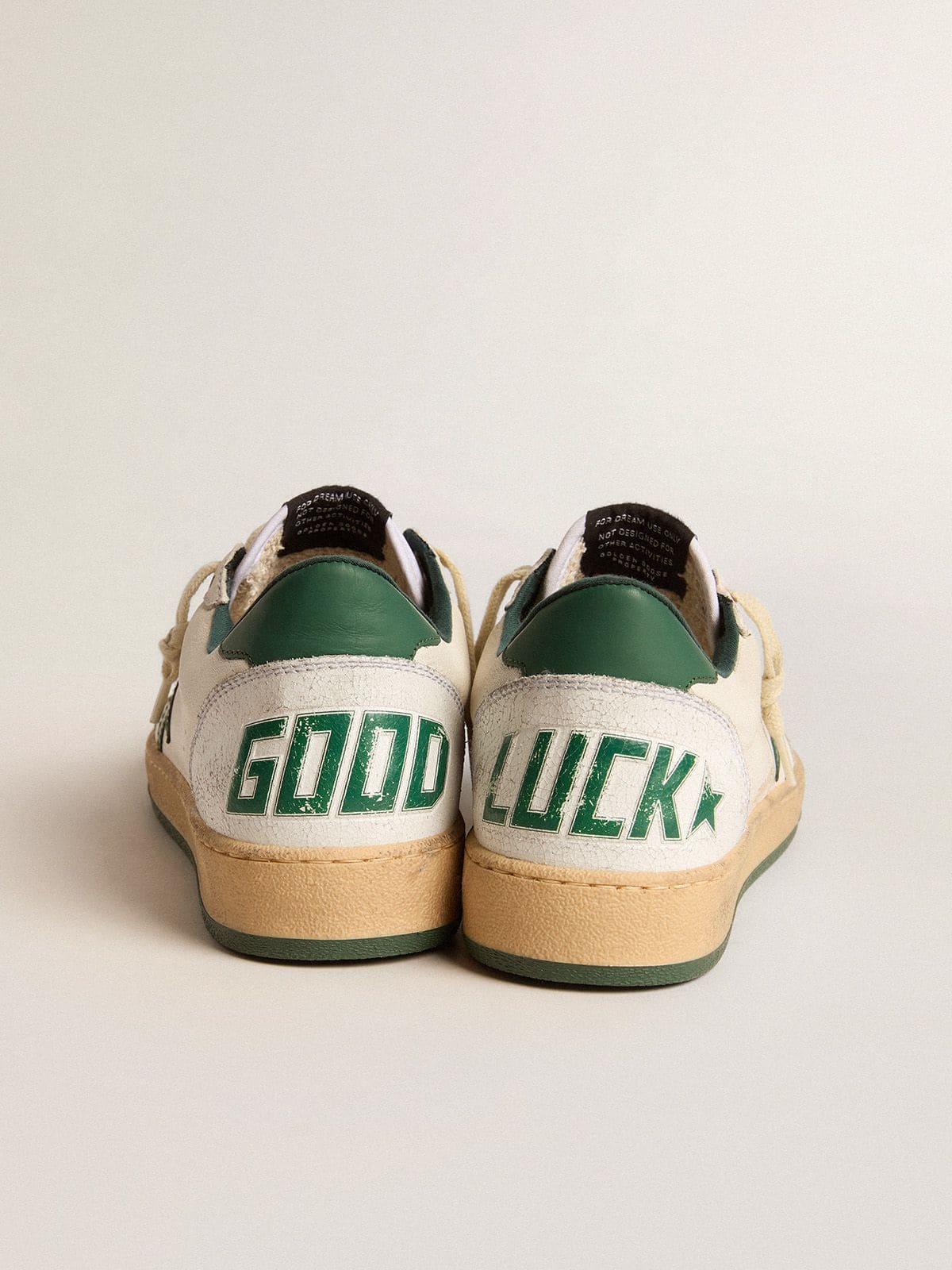 Golden Goose Men’s Ball Star Wishes In White Nappa Leather With Green Leather Star And Heel Tab - Sneaker Türkiye