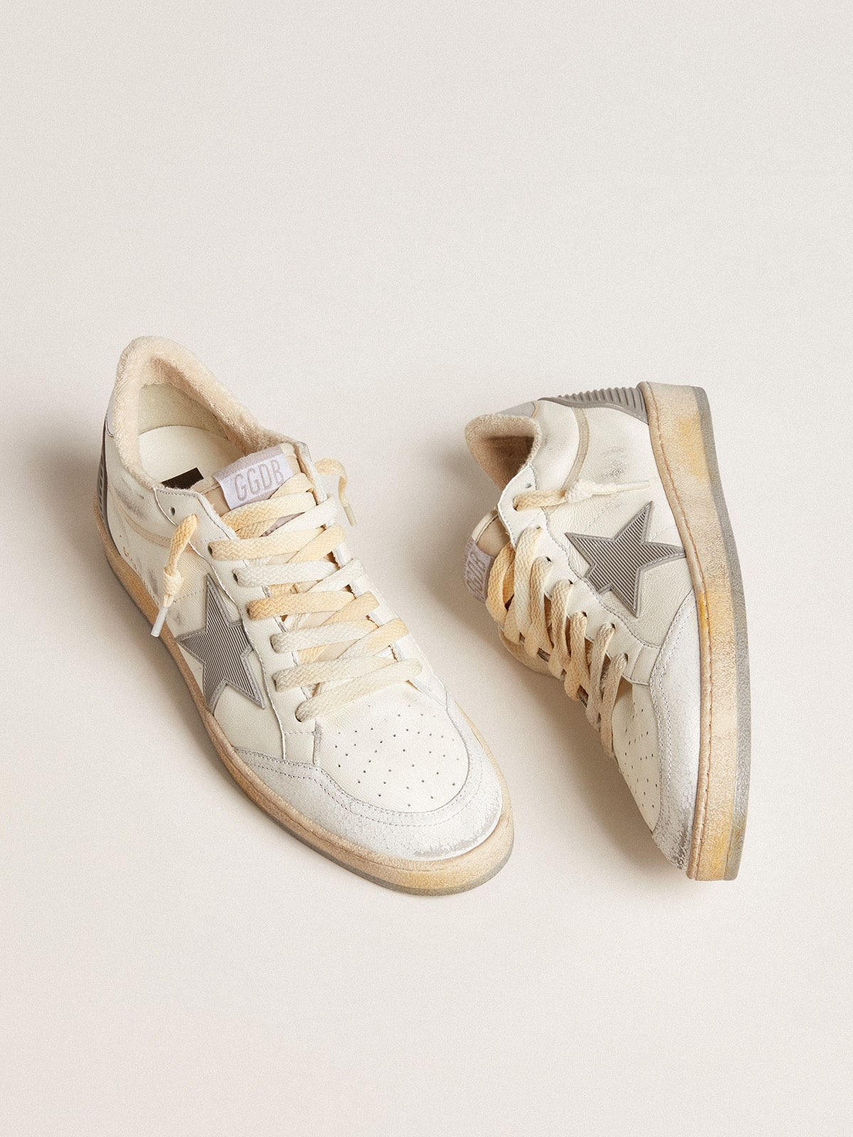 Golden Goose Ball Star In Nappa With Rubber Star And Silver Leather Heel Tab - Sneaker Türkiye