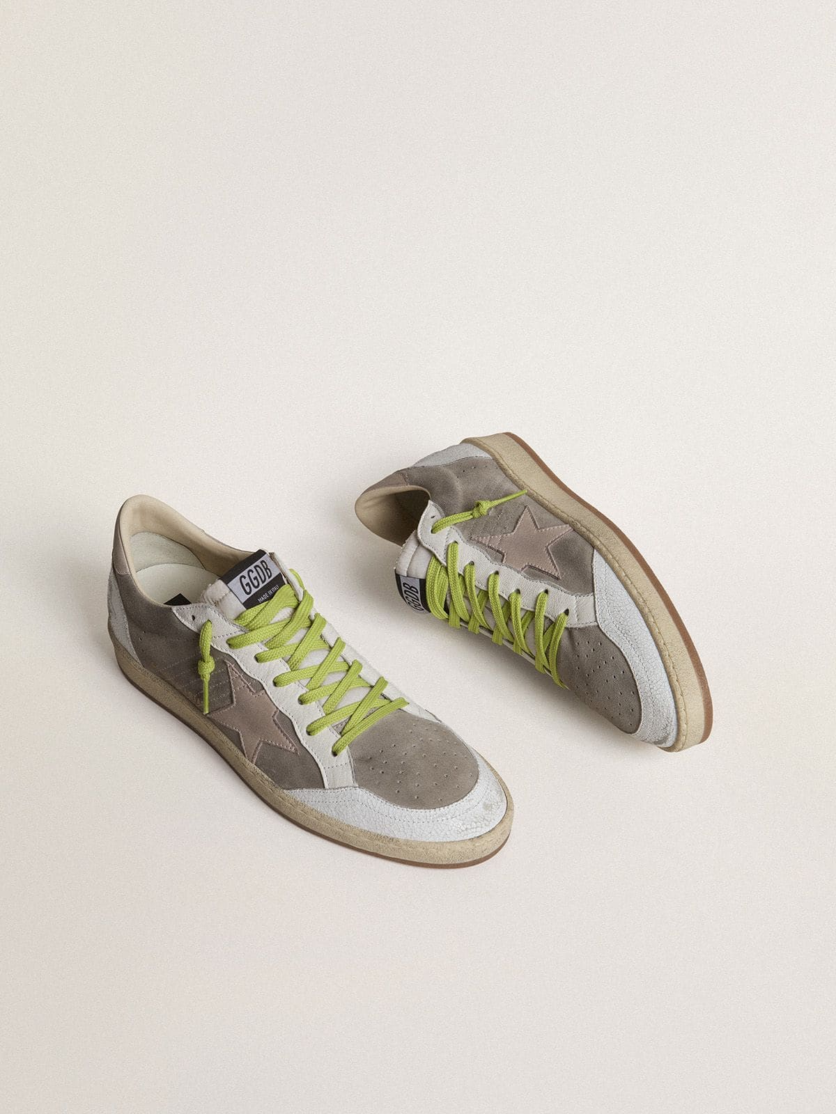 Golden Goose Men’s Ball Star In Gray Suede With Old Rose Suede Star And Beige Leather Heel Tab - Sneaker Türkiye
