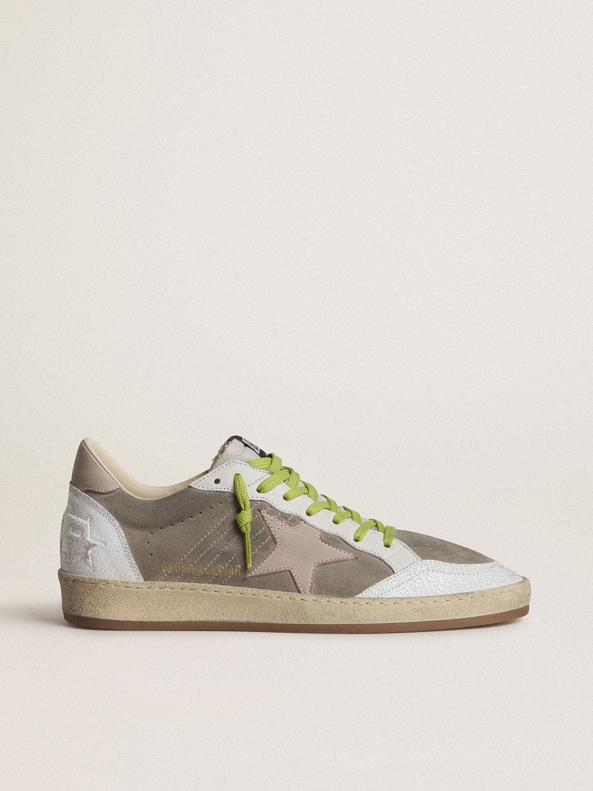 Golden Goose Men’s Ball Star In Gray Suede With Old Rose Suede Star And Beige Leather Heel Tab - Sneaker Türkiye