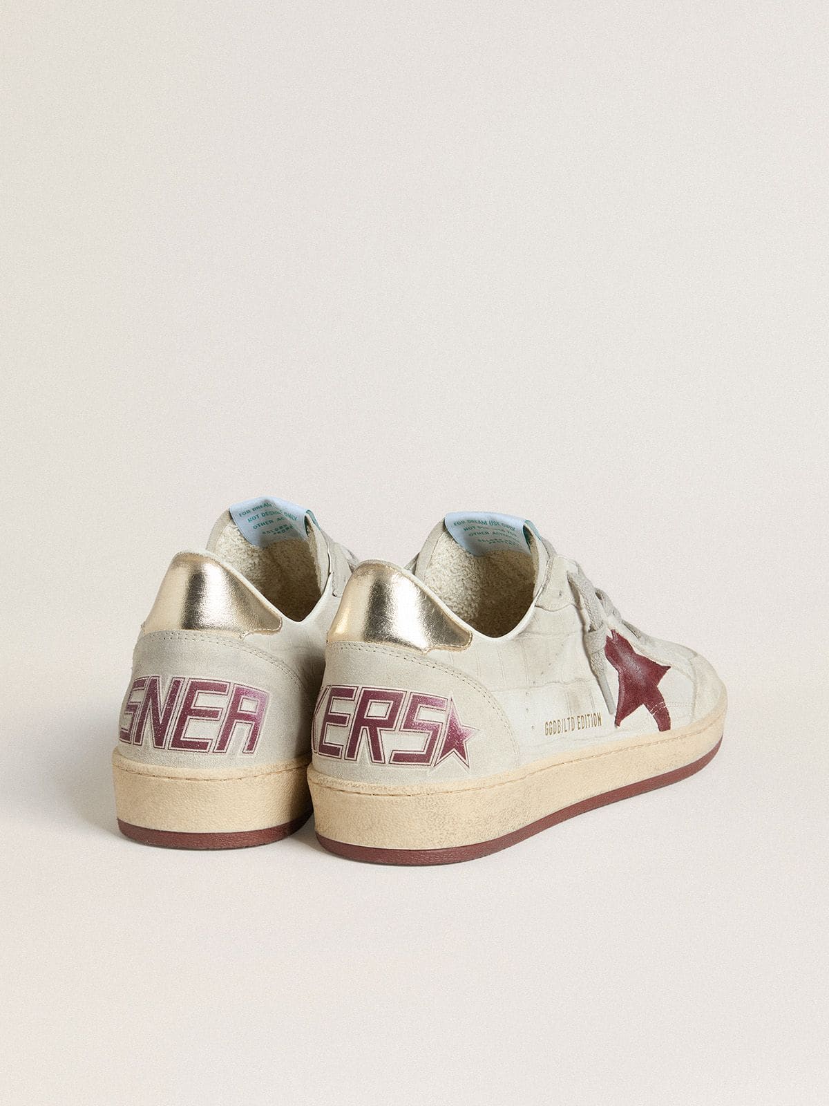 Golden Goose Men’s Ball Star In Crocodile-Print Nubuck With Burgundy Suede Star - Sneaker Türkiye