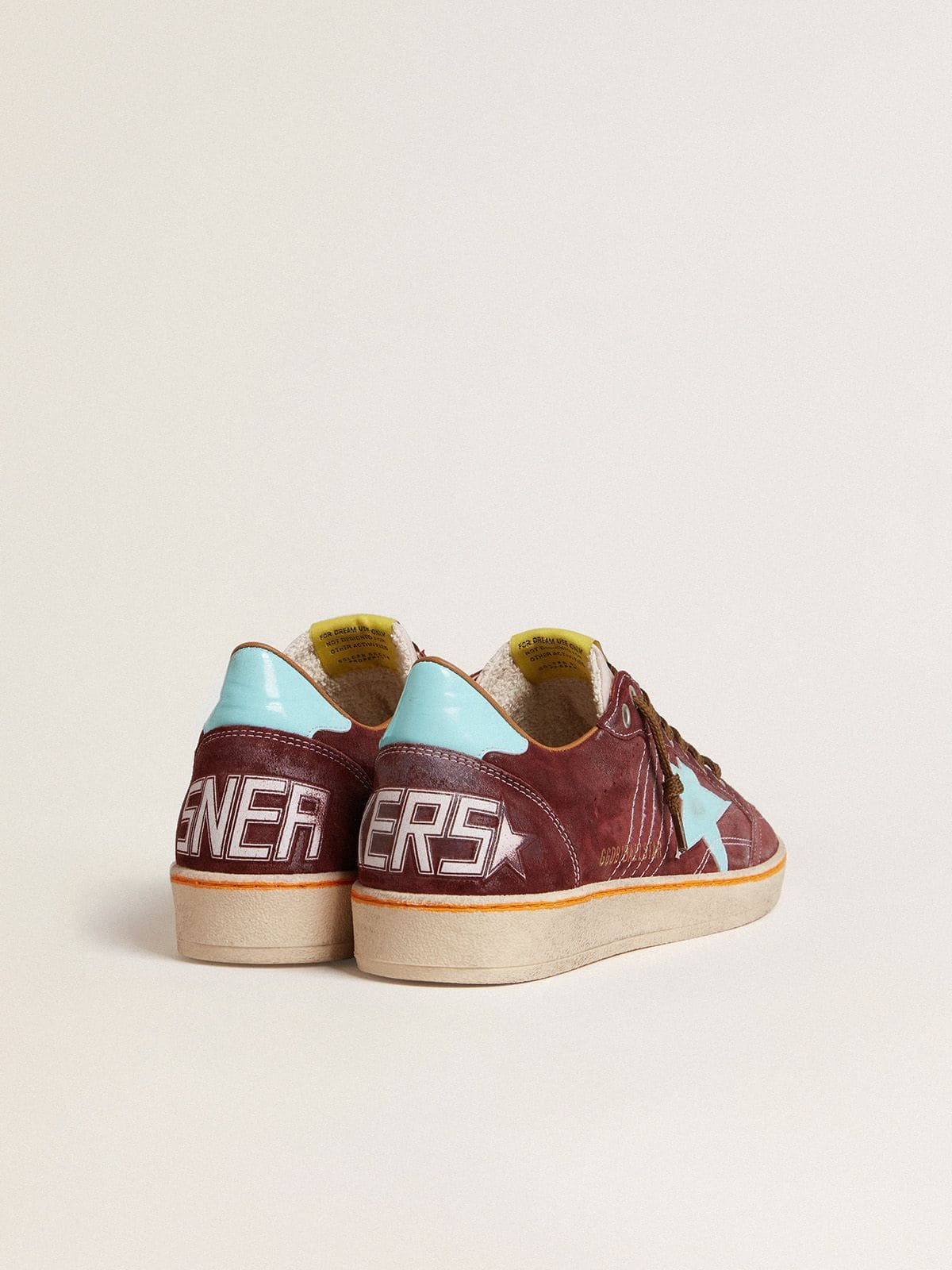 Golden Goose Men’s Ball Star In Dark Red Suede With Light Blue Star And Heel Tab - Sneaker Türkiye