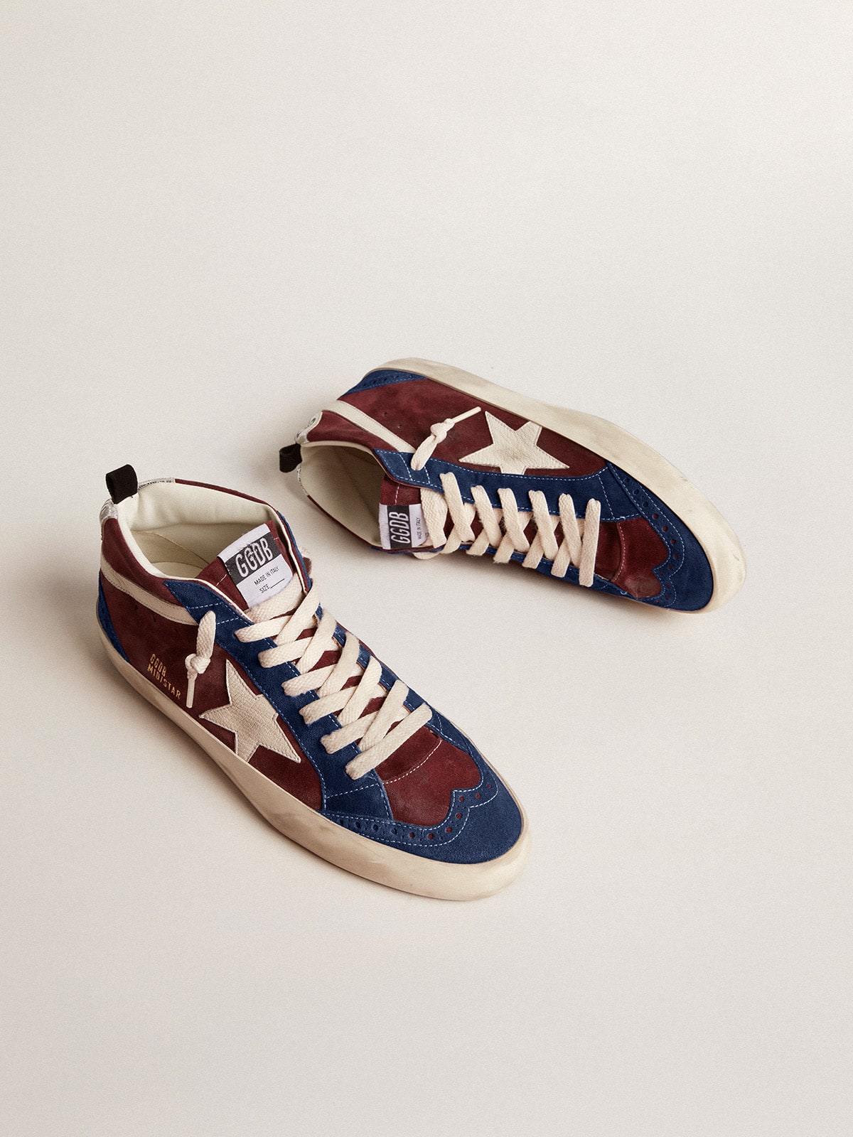 Golden Goose Men’s Mid Star In Wine-Red Suede With White Nappa Star And Flash - Sneaker Türkiye