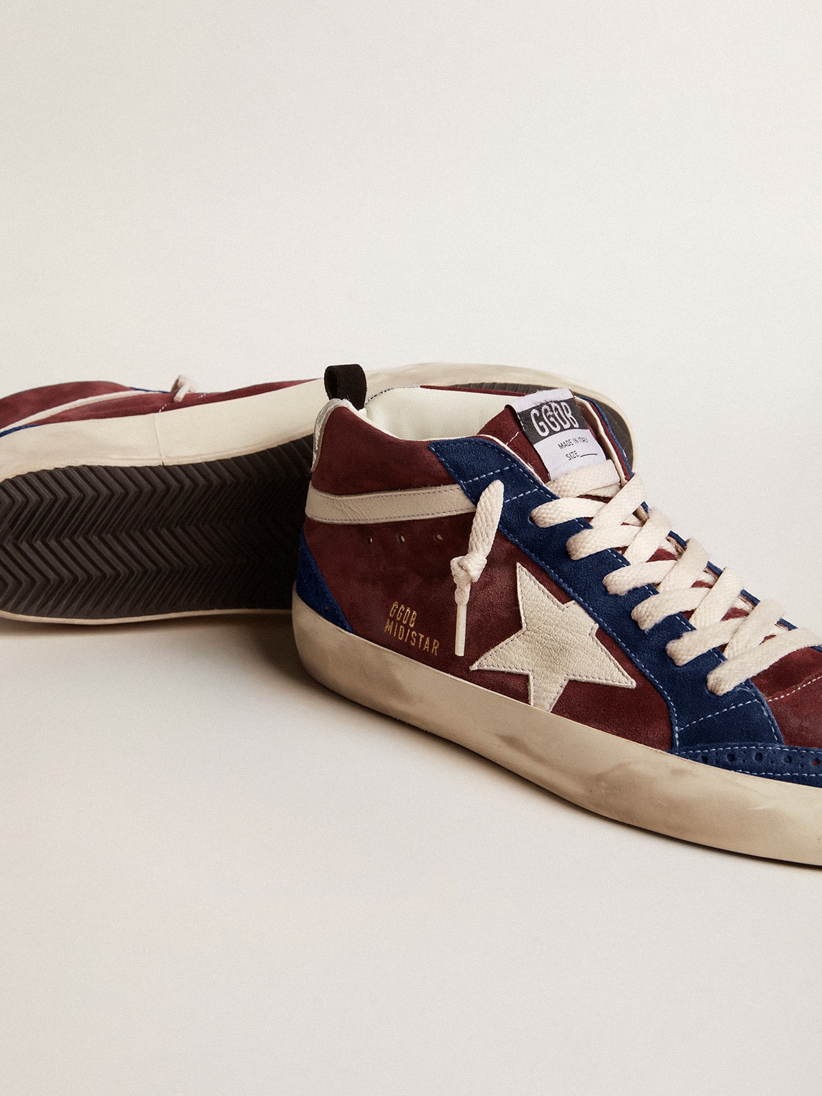Golden Goose Men’s Mid Star In Wine-Red Suede With White Nappa Star And Flash - Sneaker Türkiye