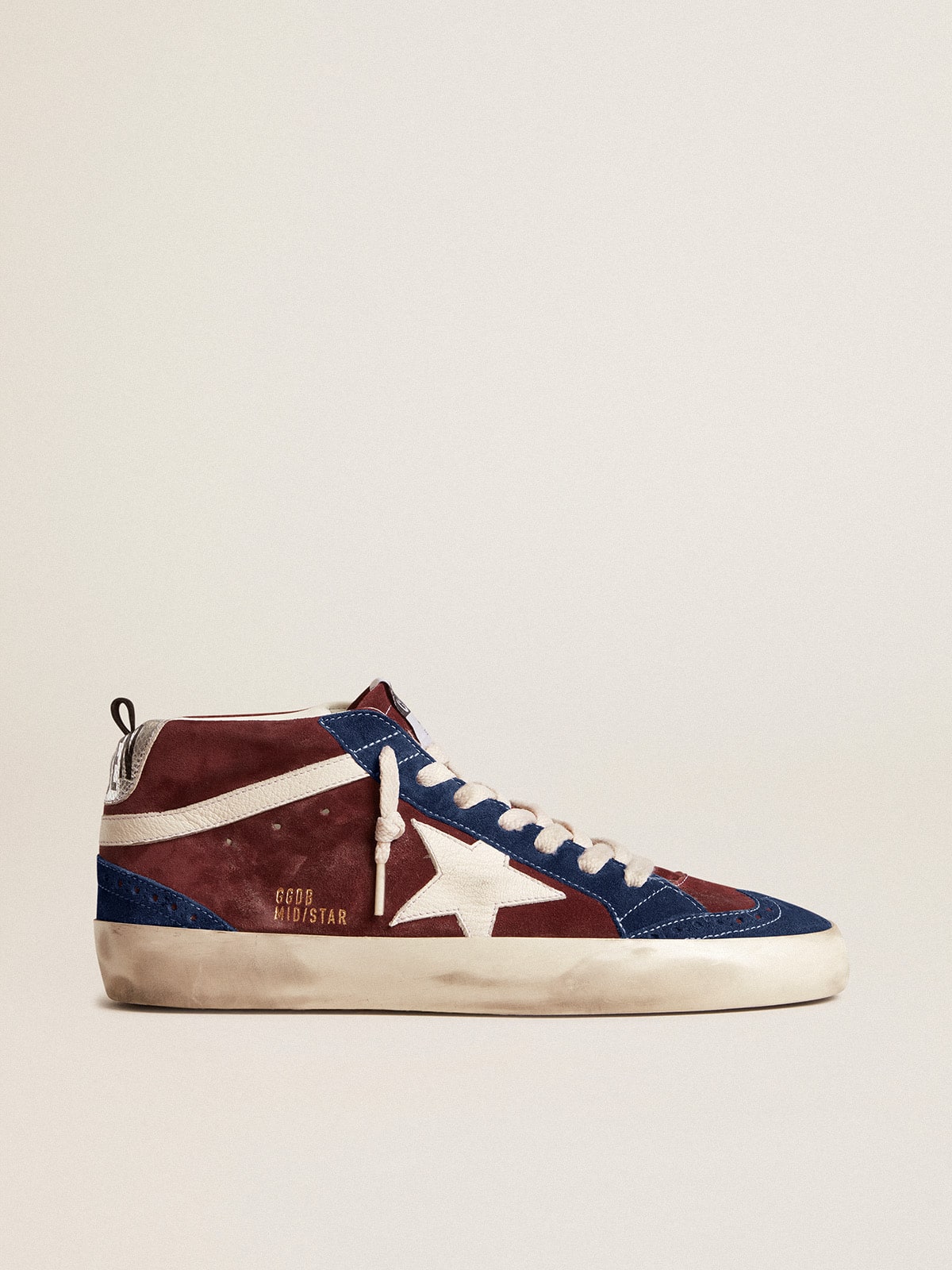 Golden Goose Men’s Mid Star In Wine-Red Suede With White Nappa Star And Flash - Sneaker Türkiye