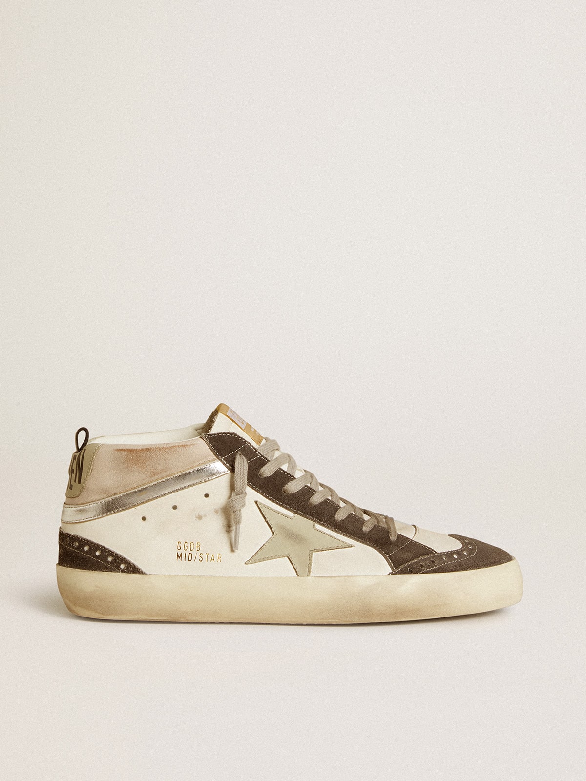 Golden Goose Mid Star With Gray Leather Star And Metallic Silver Leather Flash - Sneaker Türkiye