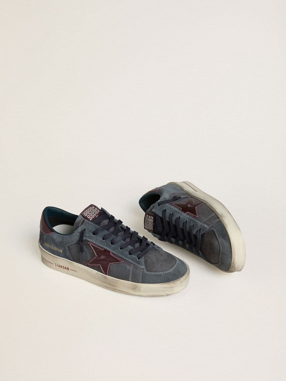Golden Goose Men’s Stardan LTD In Anthracite Nubuck And Blue Suede With Metallic Leather Star - Sneaker Türkiye