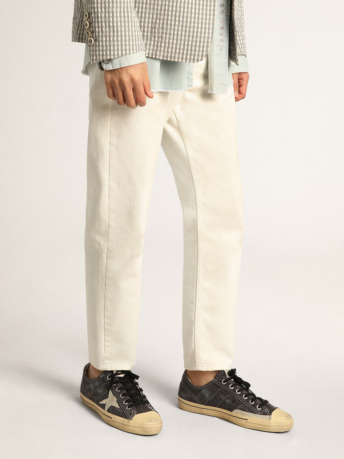 Golden Goose Men’s V-Star In Black Canvas With Ice-Gray Star And Heel - Sneaker Türkiye