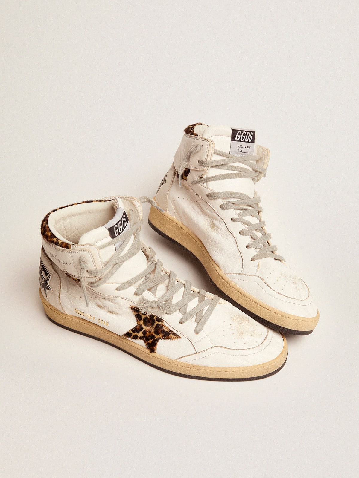 Golden Goose Sky-Star Sneakers With Signature On The Ankle And Leopard-Print Pony Skin Inserts - Sneaker Türkiye