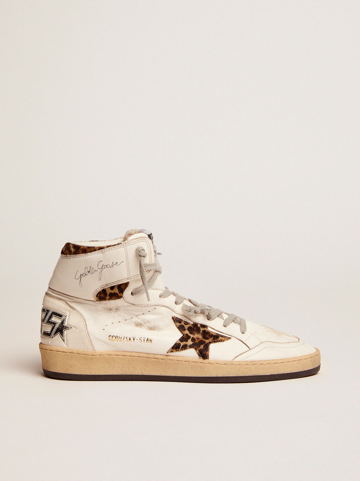 Golden Goose Sky-Star Sneakers With Signature On The Ankle And Leopard-Print Pony Skin Inserts - Sneaker Türkiye