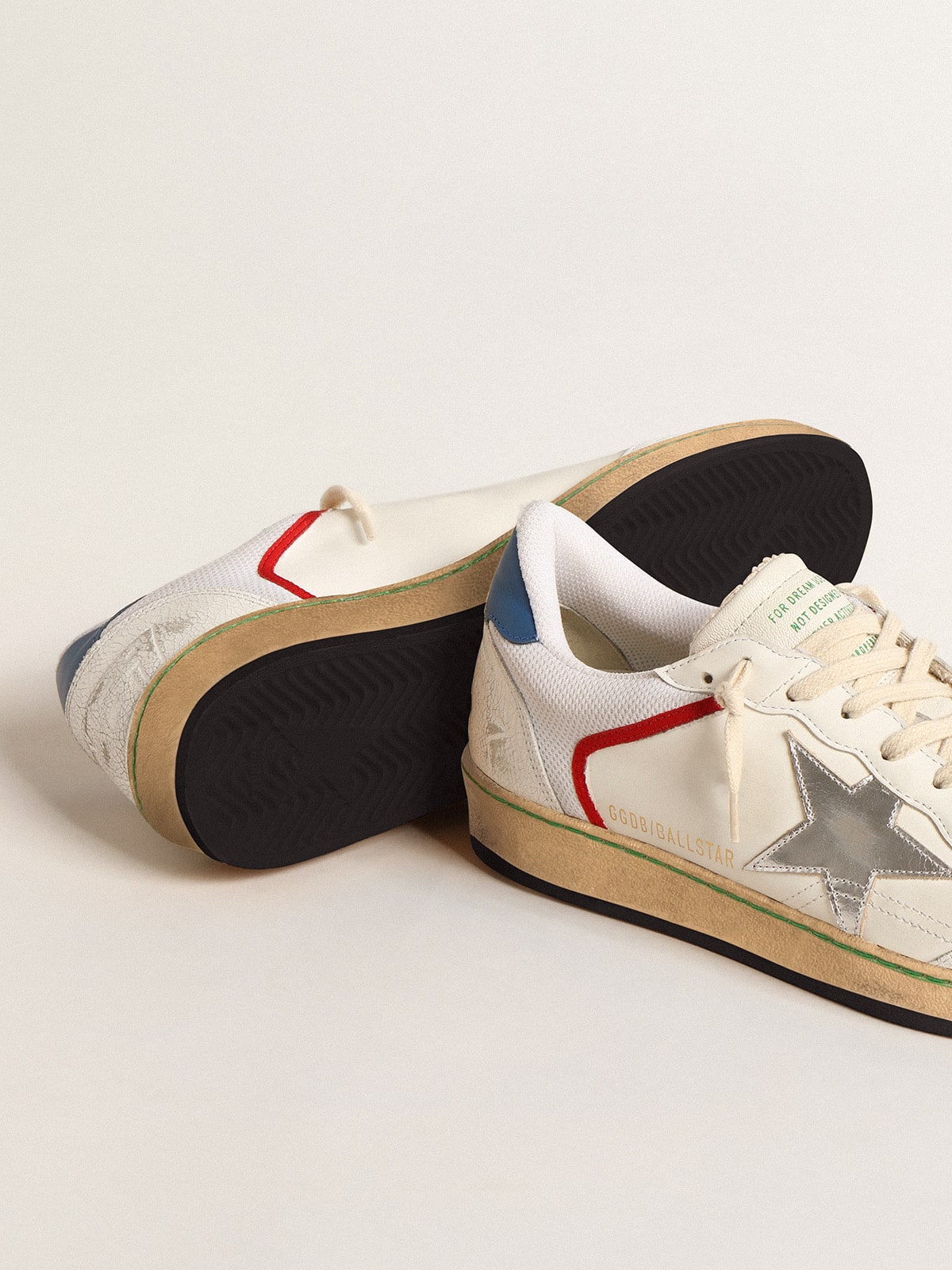 Golden Goose Ball Star In Nappa And Mesh With Silver Metallic Leather Star - Sneaker Türkiye