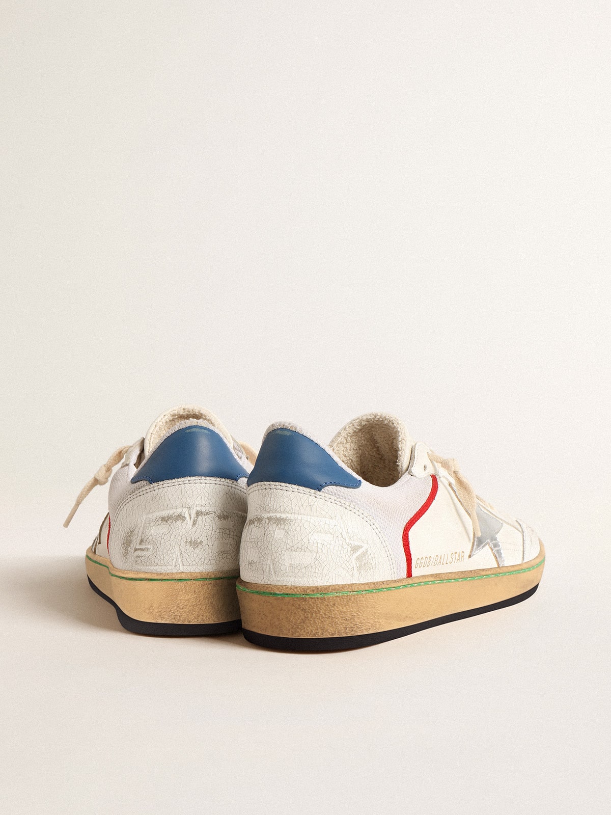 Golden Goose Ball Star In Nappa And Mesh With Silver Metallic Leather Star - Sneaker Türkiye