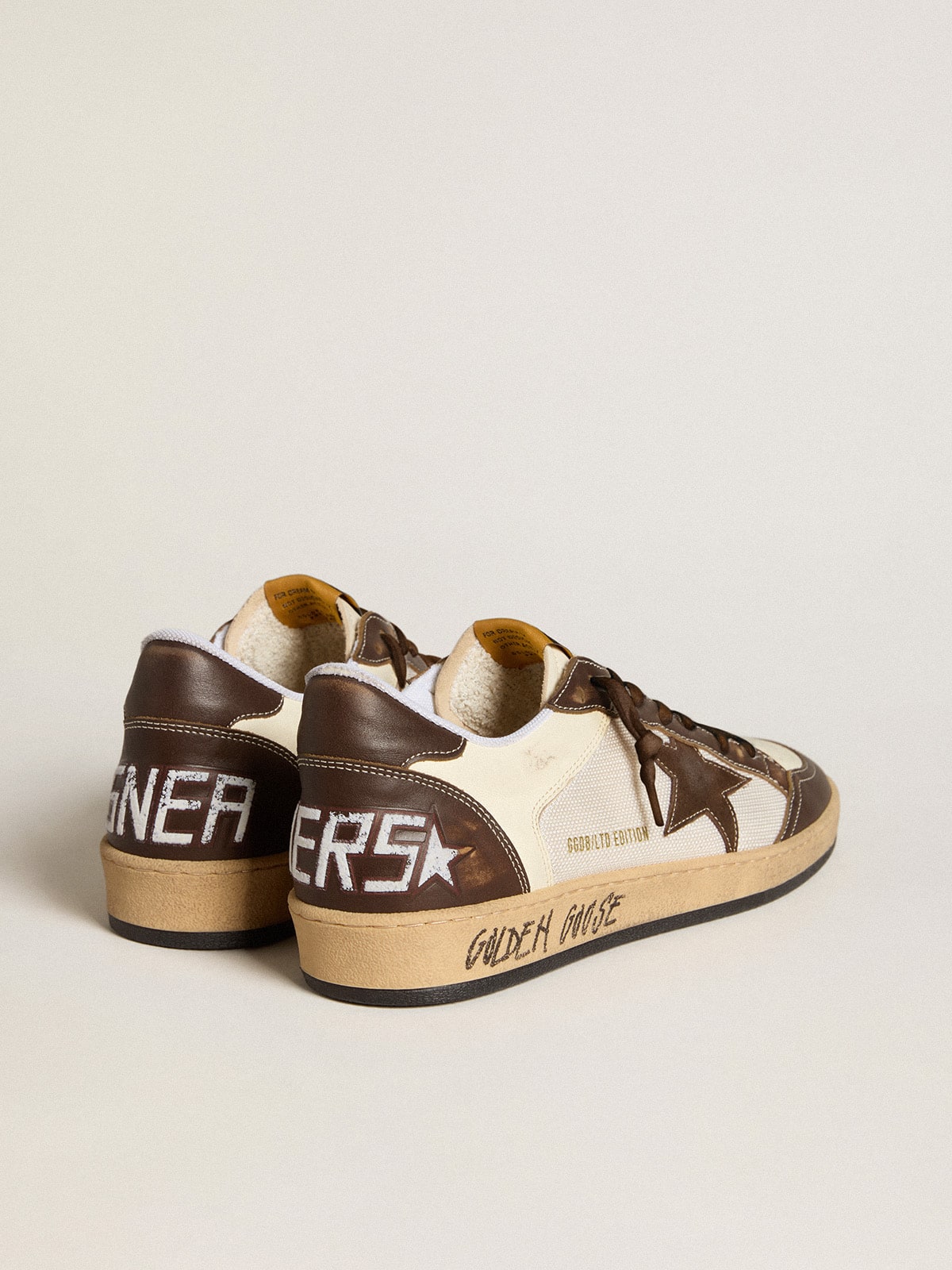 Golden Goose Men’s Ball Star In Nappa And Mesh With Suede Star And Brown Leather Inserts - Sneaker Türkiye