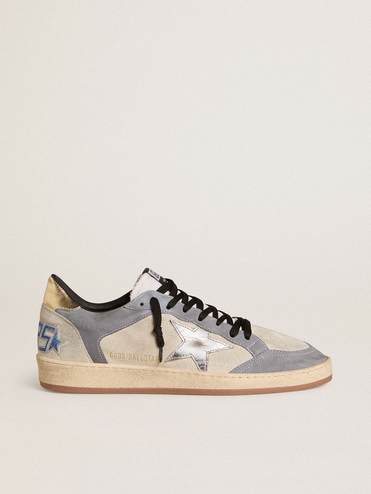 Golden Goose Men’s Ball Star In Suede And Nubuck With Silver Metallic Leather Star And Gold Metallic Leather Heel Tab - Sneaker Türkiye