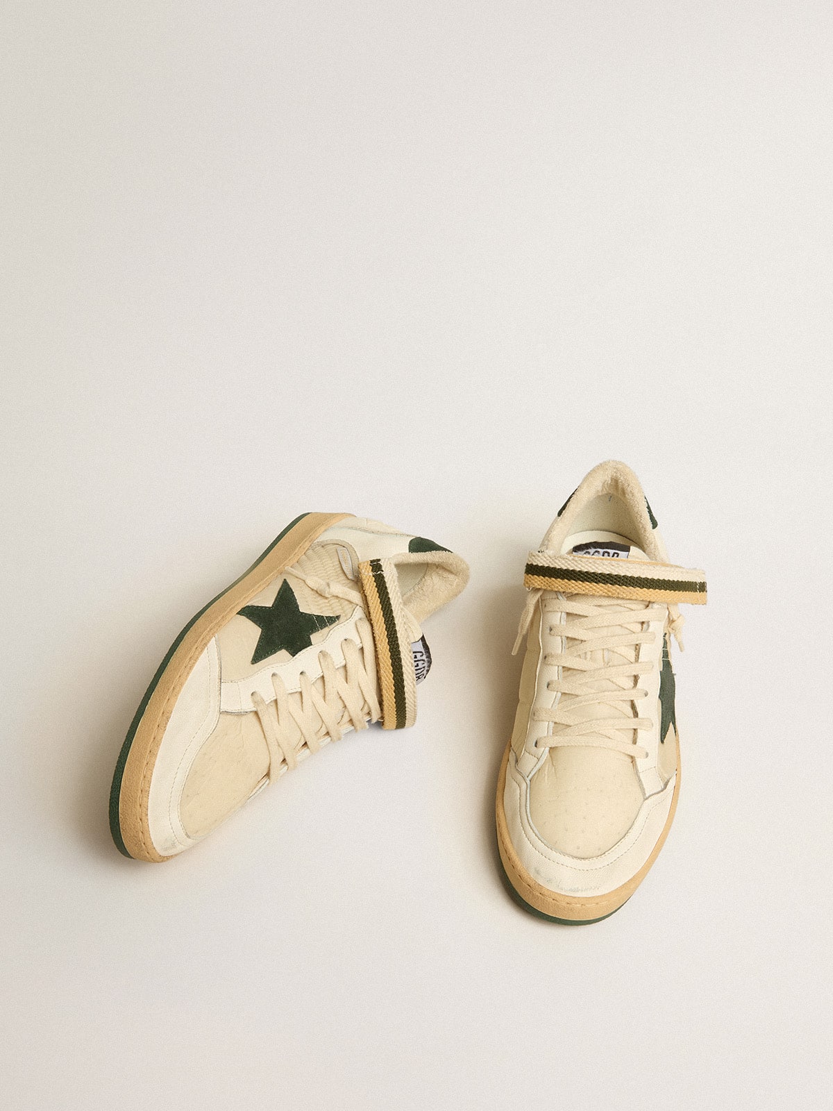 Golden Goose Ball Star In Nylon And Nappa With Green Suede Star And Heel Tab - Sneaker Türkiye