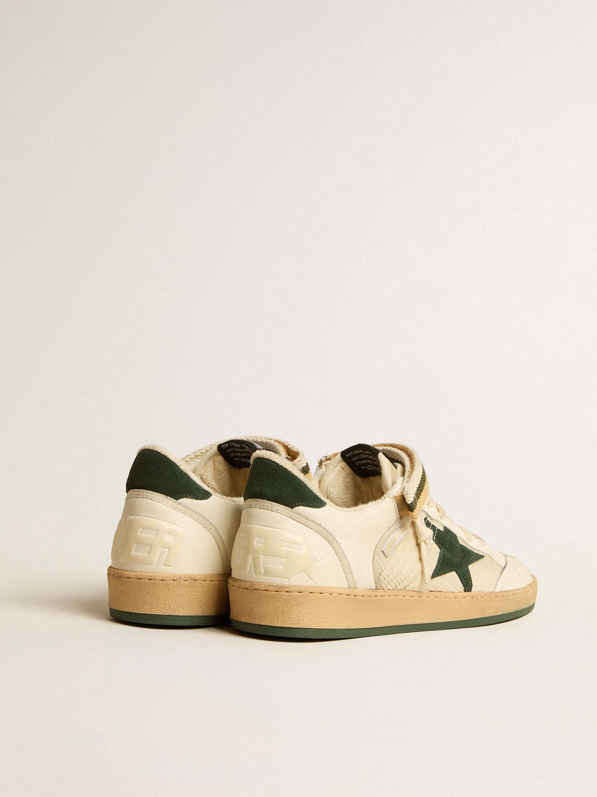 Golden Goose Ball Star In Nylon And Nappa With Green Suede Star And Heel Tab - Sneaker Türkiye