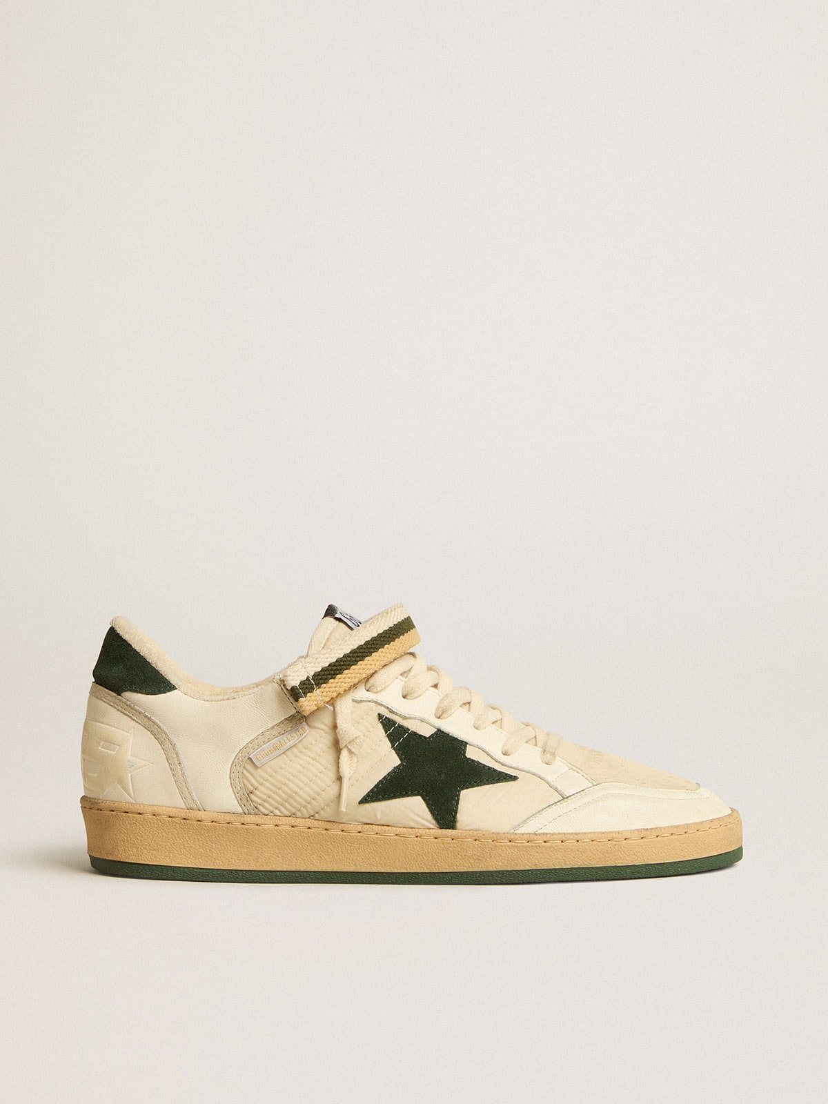 Golden Goose Ball Star In Nylon And Nappa With Green Suede Star And Heel Tab - Sneaker Türkiye