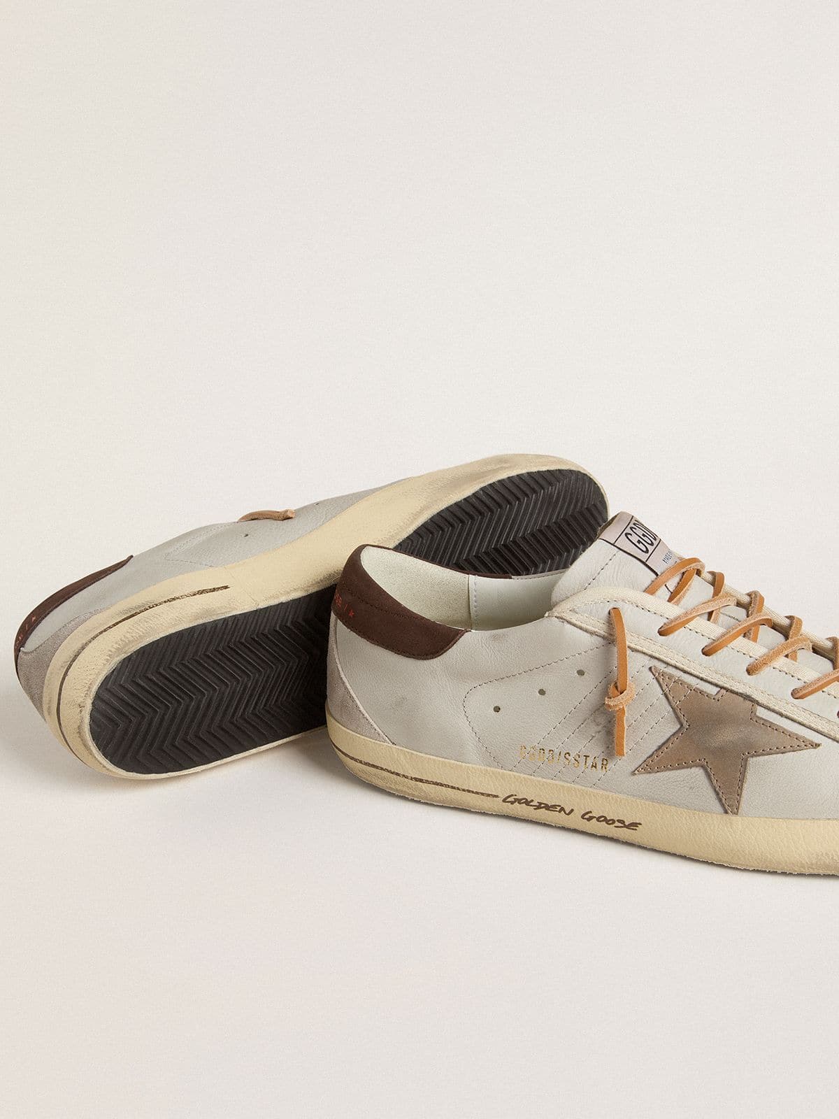 Golden Goose Men’s Super-Star With Tobacco-Colored Croc-Print Leather Star And Black Leather Heel Tab - Sneaker Türkiye