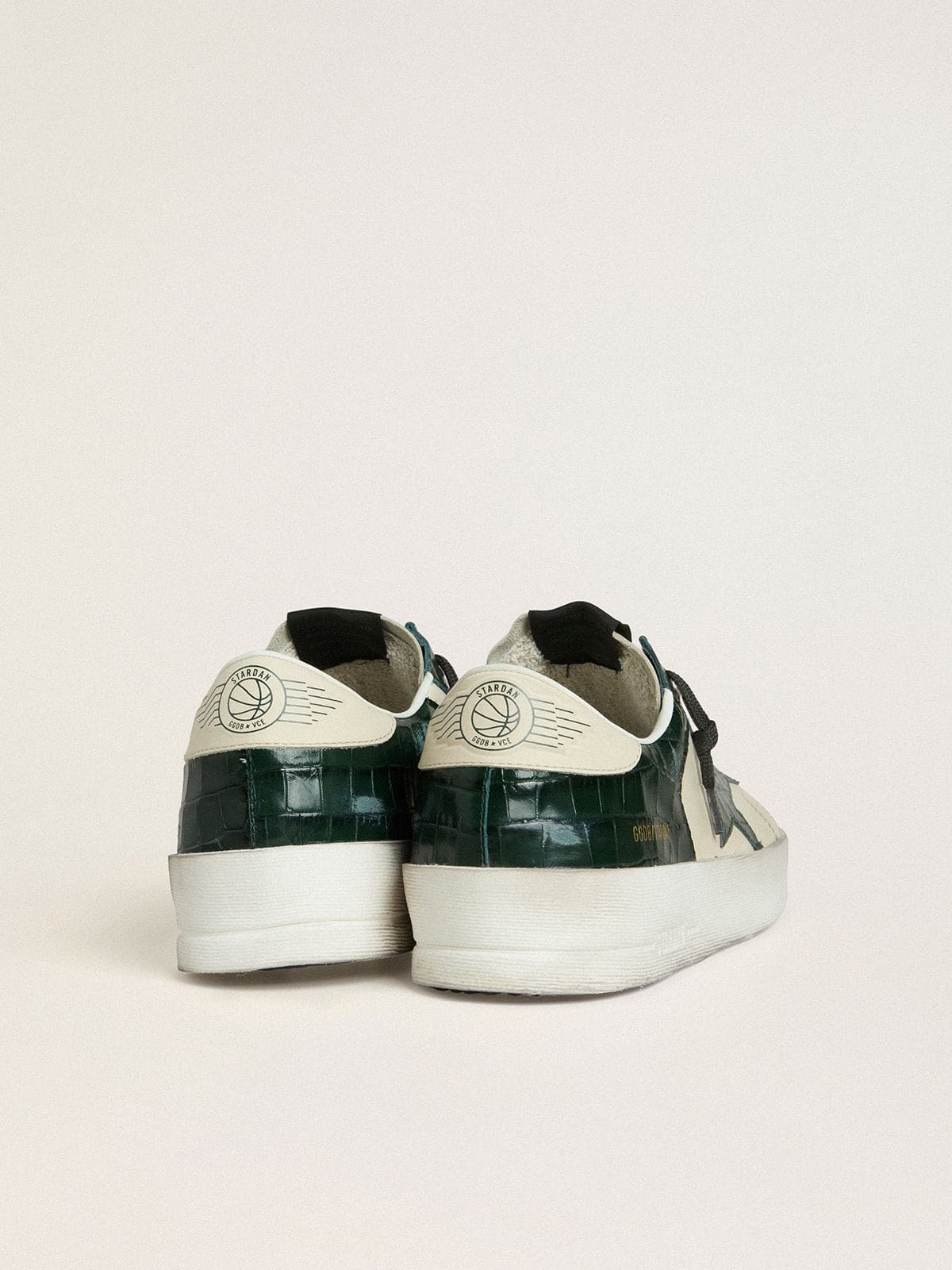 Golden Goose Men’s Stardan LTD In Cream Leather With Green Crocodile-Print Leather Star And Inserts - Sneaker Türkiye