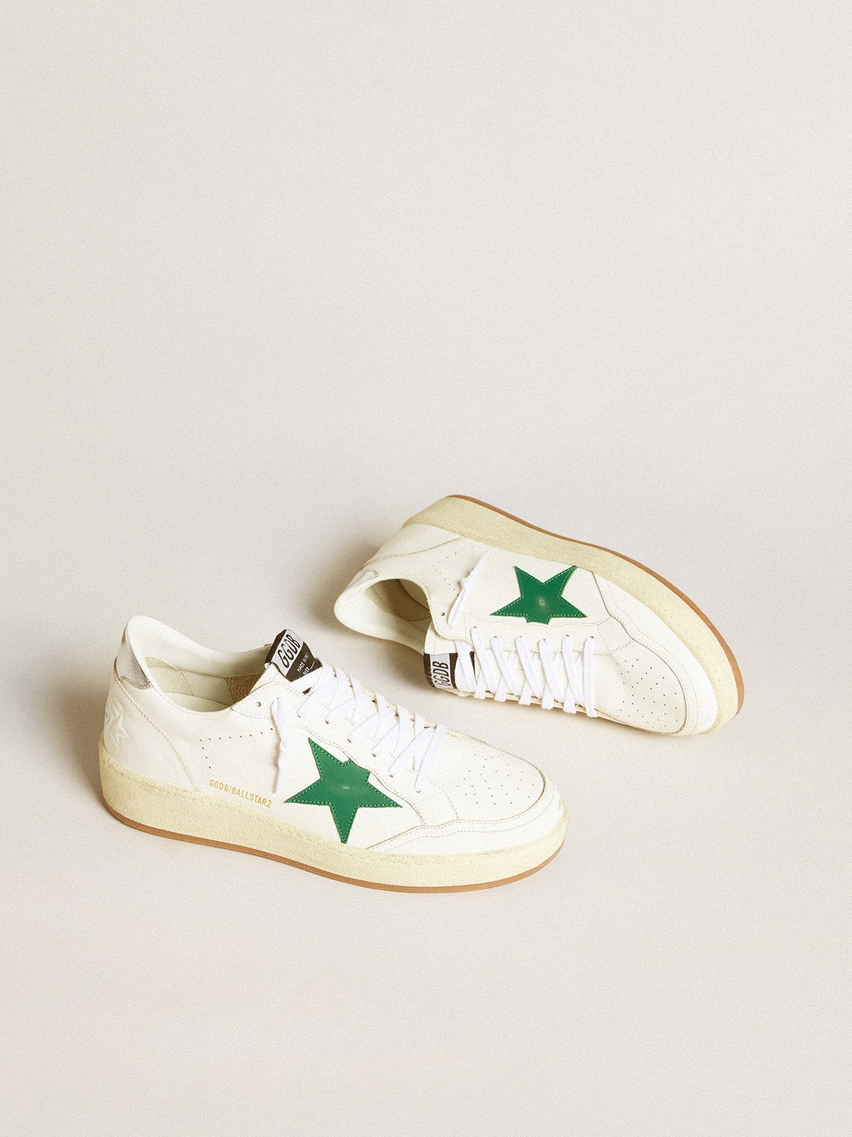 Golden Goose Men’s Ball Star With Green Leather Star And Metallic Leather Heel Tab - Sneaker Türkiye