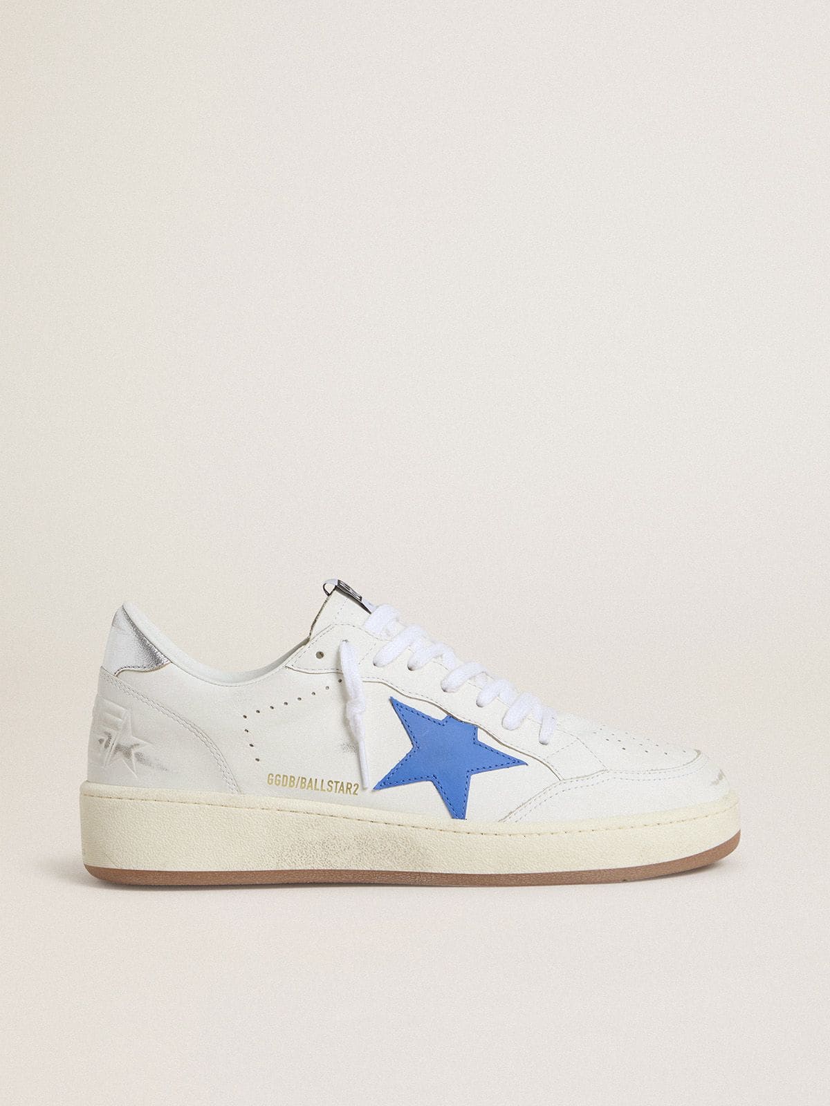 Golden Goose Ball Star With Light Blue Leather Star And Silver Foiled Leather Heel Tab - Sneaker Türkiye