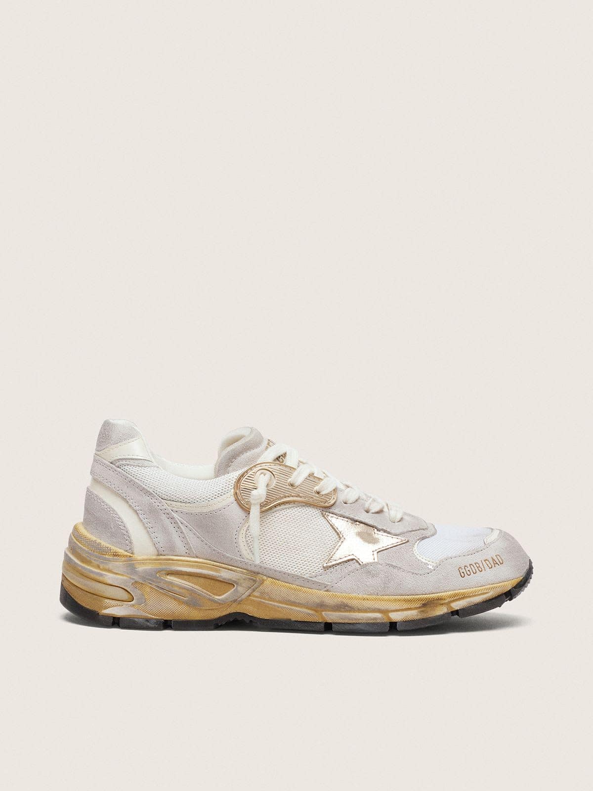 Golden Goose Men’s Dad-Star In Mesh And White Suede With Gold Foiled Leather Star - Sneaker Türkiye