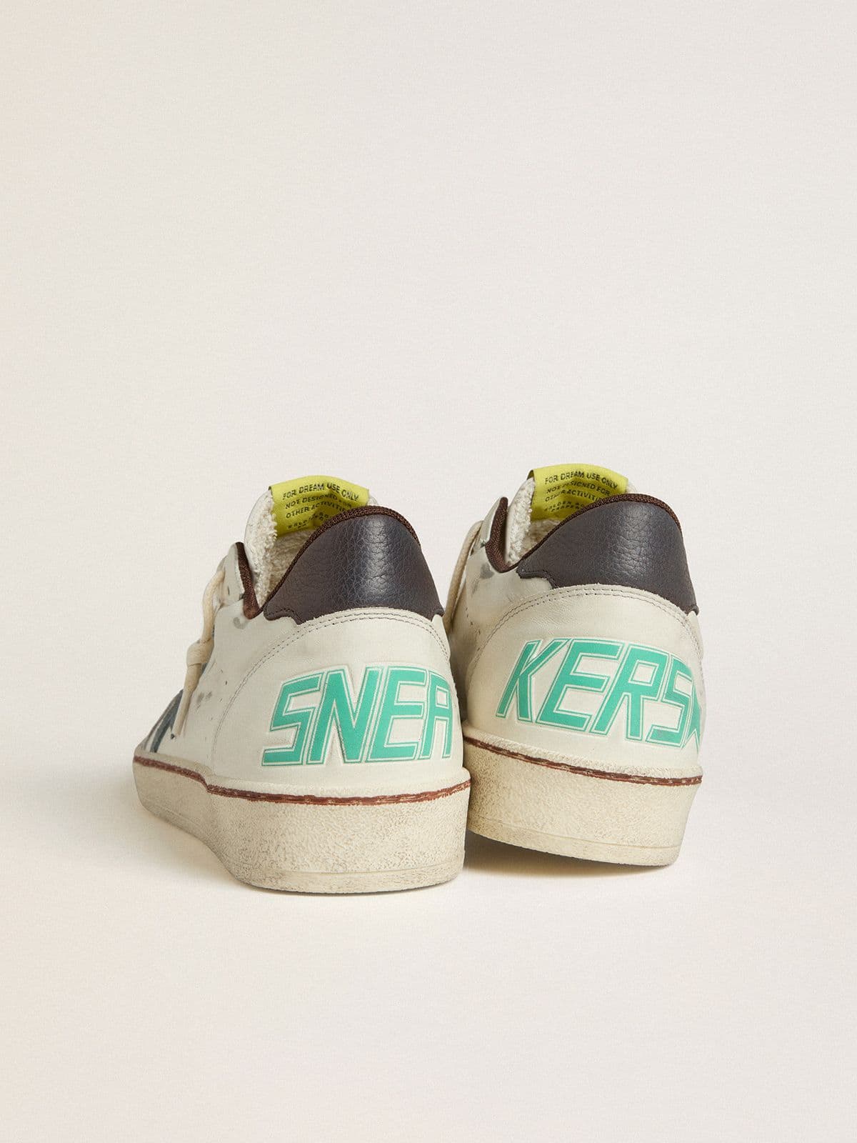 Golden Goose Men’s Ball Star In White Leather With Light Blue Suede Star And Brown Nubuck Heel Tab - Sneaker Türkiye