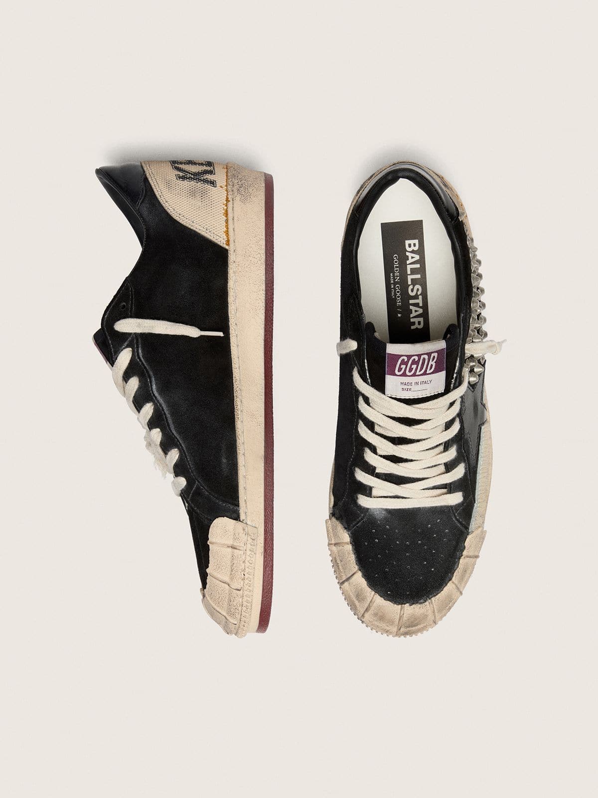 Golden Goose Men’s Ball Star Lab In Black Suede With Studs And Glossy Black Leather Star - Sneaker Türkiye