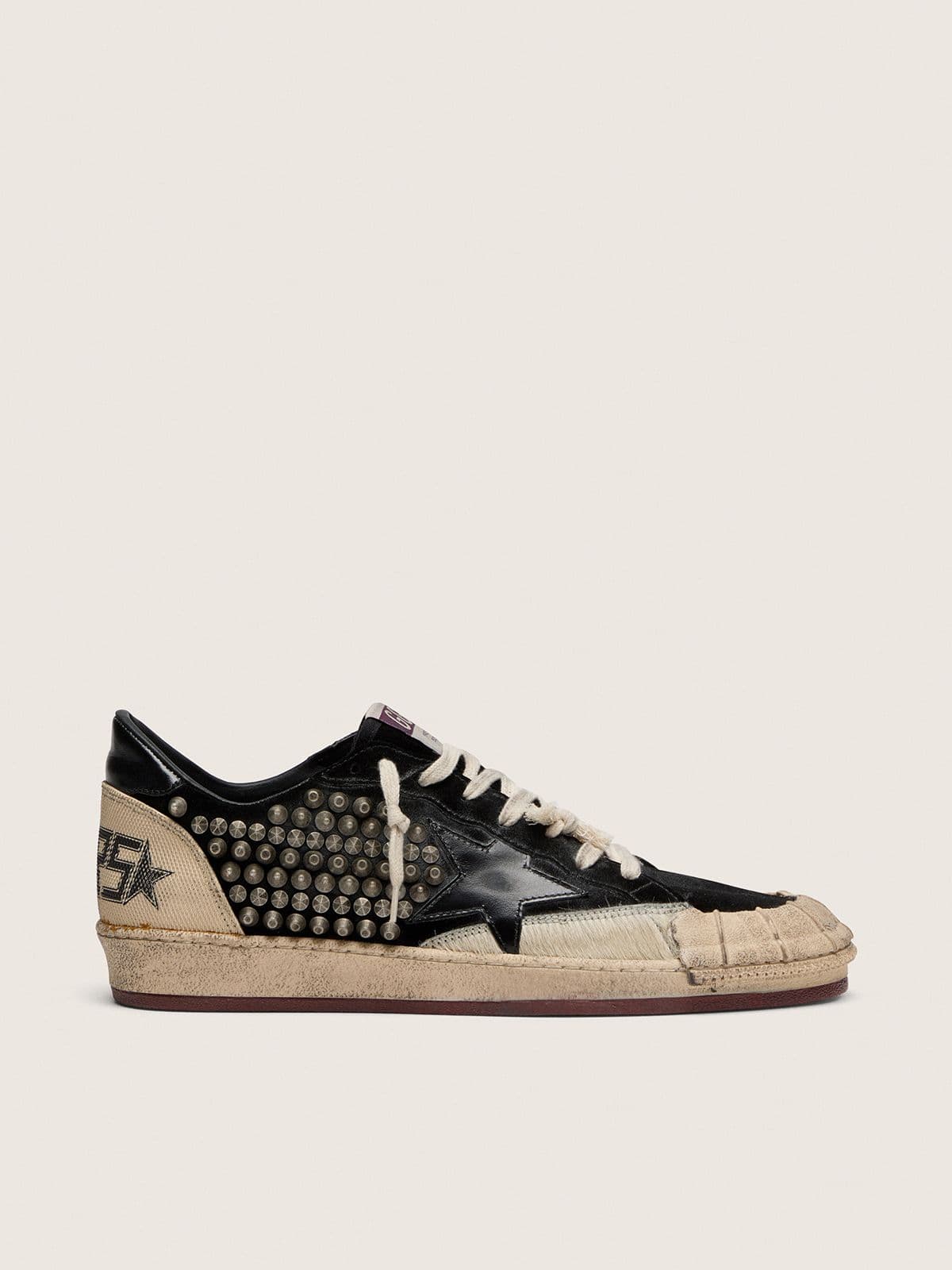 Golden Goose Men’s Ball Star Lab In Black Suede With Studs And Glossy Black Leather Star - Sneaker Türkiye