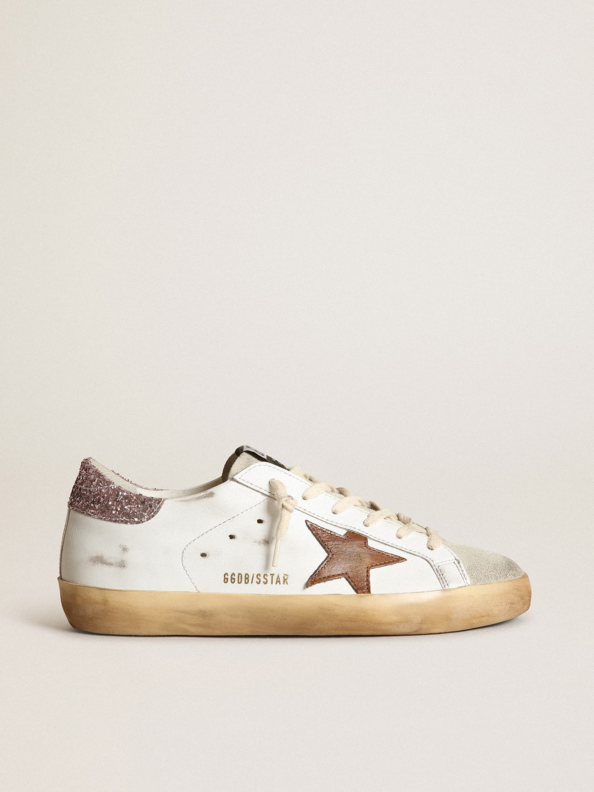 Golden Goose Super-Star With A Tan Star And Pink Glitter Heel Tab - Sneaker Türkiye