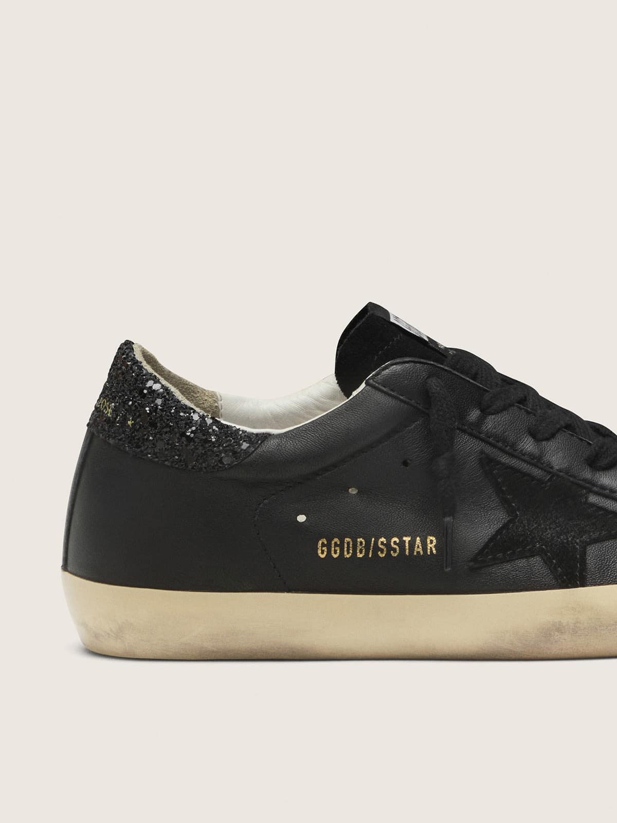Golden Goose Women’s Super-Star In Black Nappa With Black Star And Glitter Heel Tab - Sneaker Türkiye
