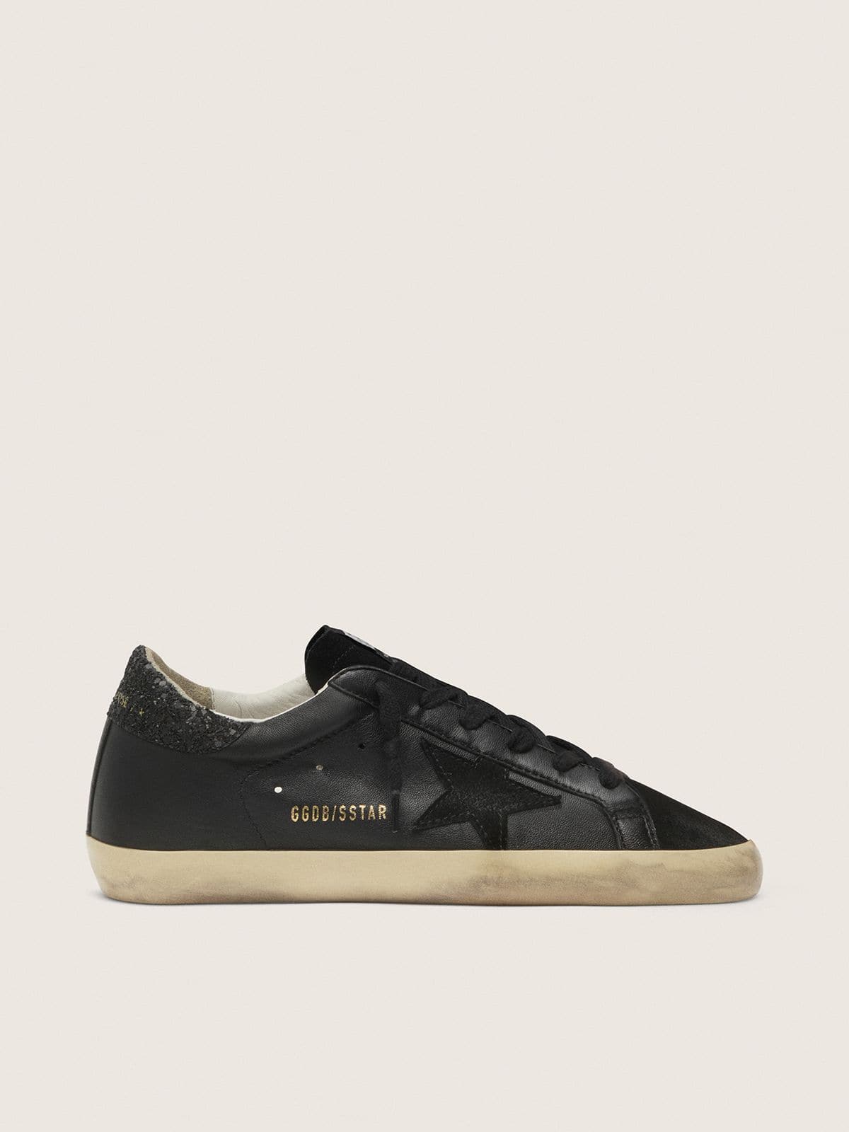 Golden Goose Women’s Super-Star In Black Nappa With Black Star And Glitter Heel Tab - Sneaker Türkiye