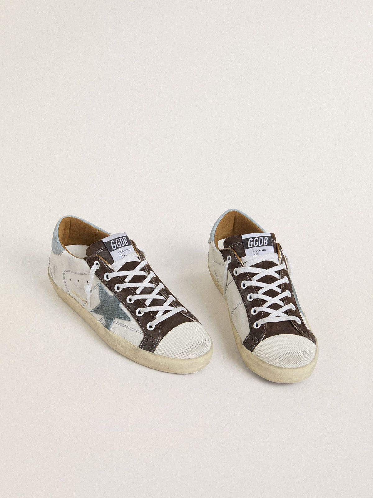 Golden Goose Women’s LTD Super-Star With Light Blue Suede Star And Light Blue Canvas Heel Tab - Sneaker Türkiye