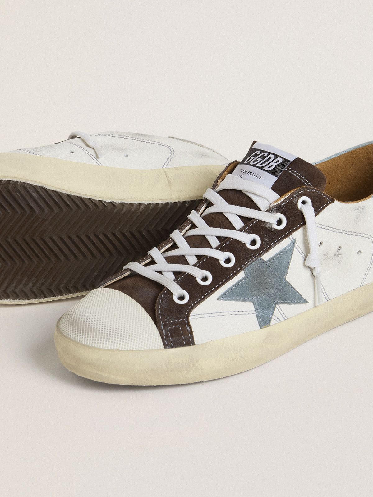 Golden Goose Women’s LTD Super-Star With Light Blue Suede Star And Light Blue Canvas Heel Tab - Sneaker Türkiye