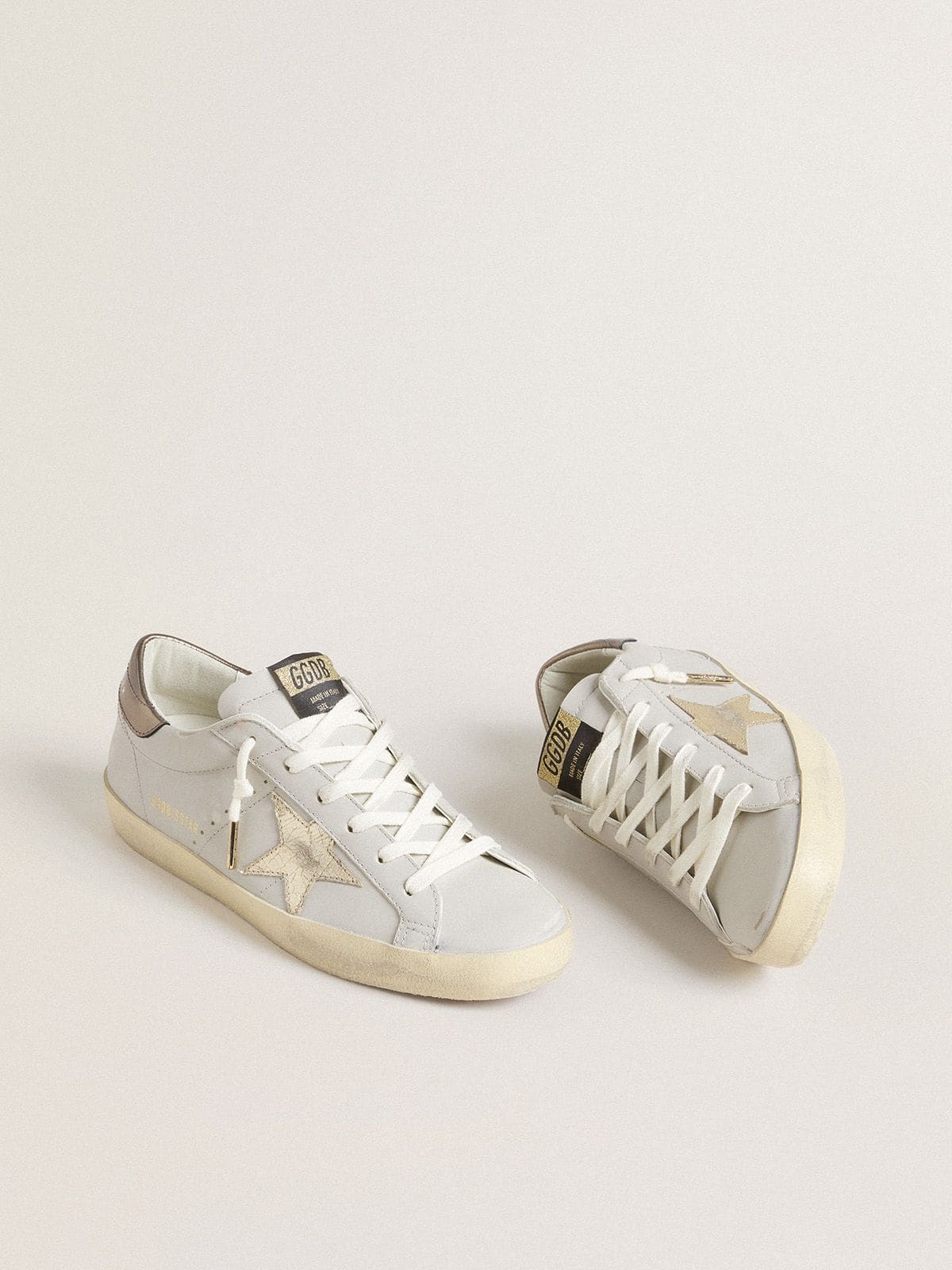 Golden Goose Super-Star With Crackle Leather Star And Metallic Foiled Leather Heel Tab - Sneaker Türkiye