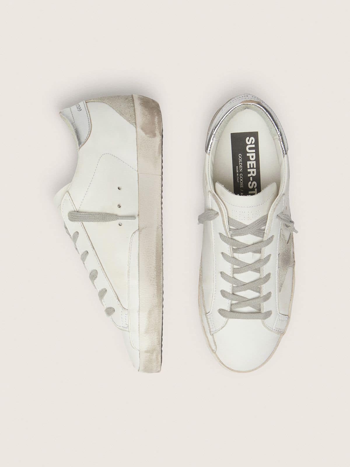 Golden Goose Women’s Super-Star With Silver Heel Tab And Metal Stud Lettering - Sneaker Türkiye
