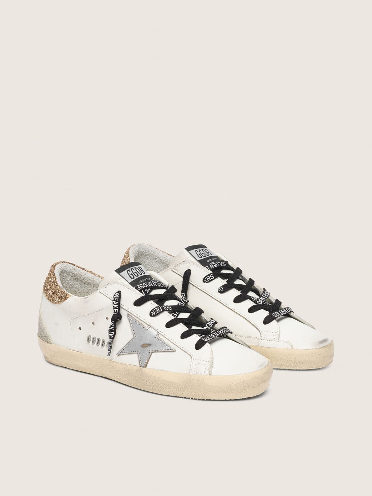 Golden Goose Women’s White Leather Super-Star With Glittery Heel Tab - Sneaker Türkiye