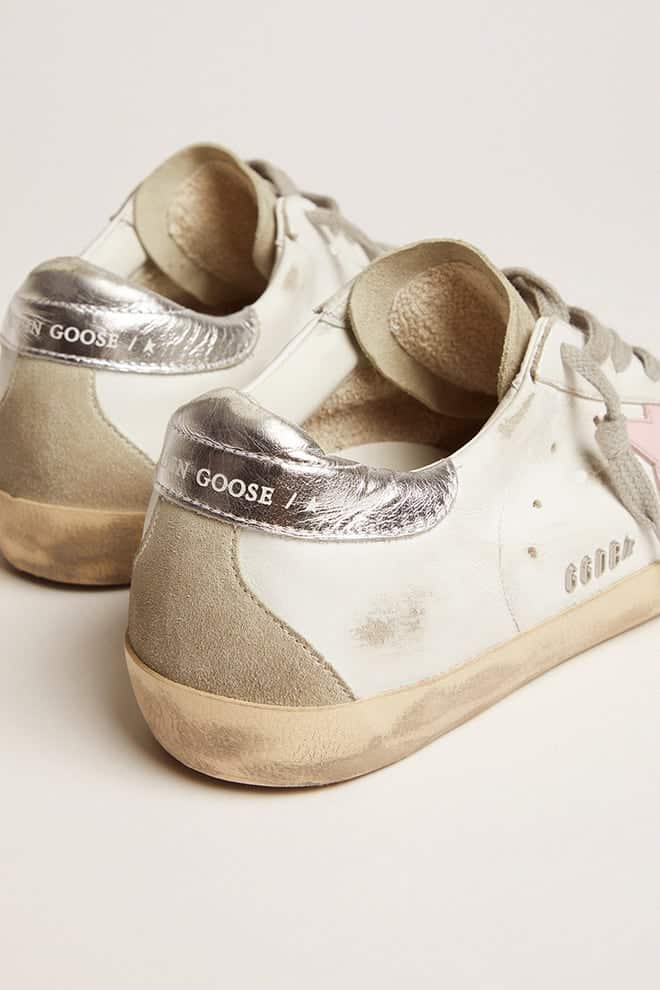 Golden Goose Women’s Leather Super-Star With Pink Star And Silver Heel Tab - Sneaker Türkiye