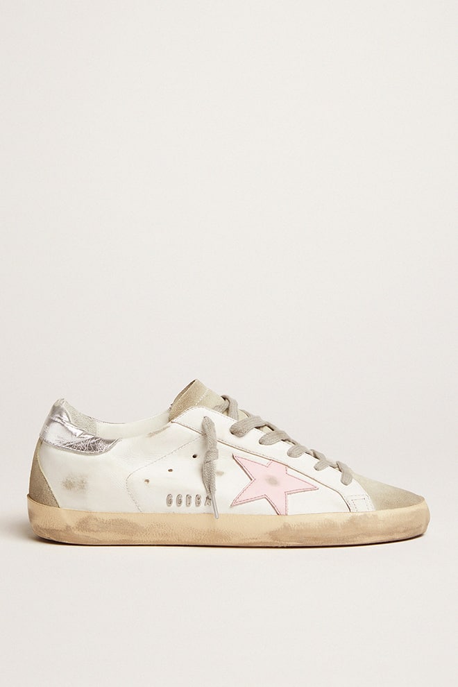Golden Goose Women’s Leather Super-Star With Pink Star And Silver Heel Tab - Sneaker Türkiye