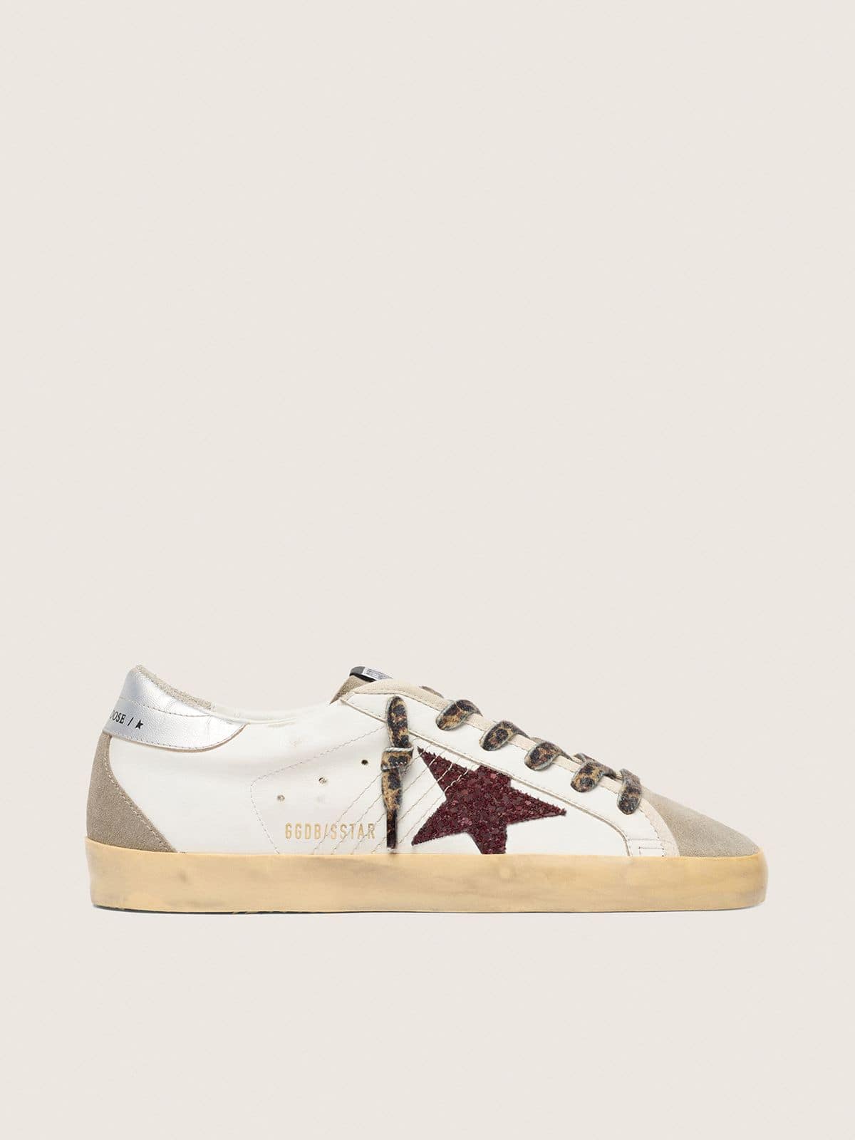 Golden Goose Super-Star With Burgundy Glitter Star And Silver Heel Tab - Sneaker Türkiye