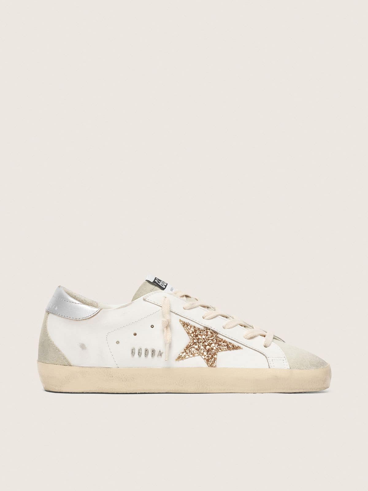 Golden Goose Women’s Super-Star With Gold Glitter Star And Ice-Gray Suede Inserts - Sneaker Türkiye