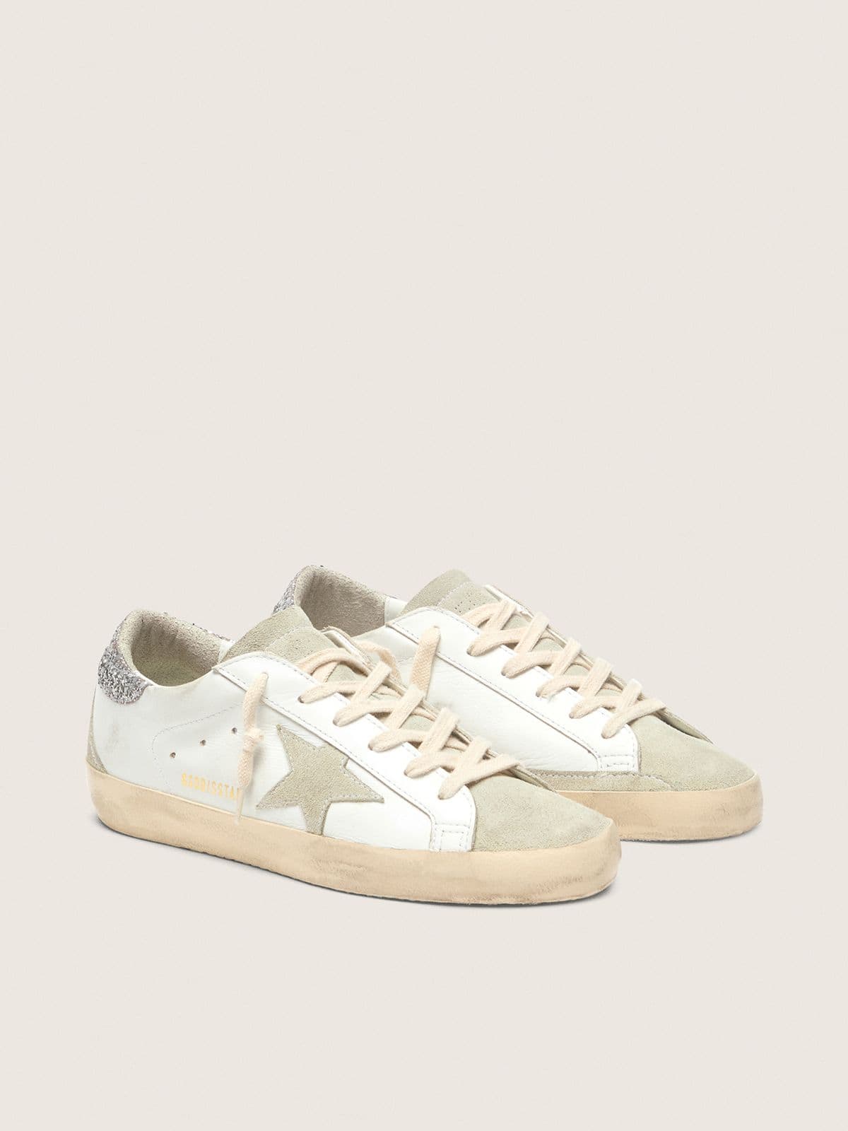 Golden Goose Women’s Super-Star With Gray Star And Silver Glitter Heel Tab - Sneaker Türkiye