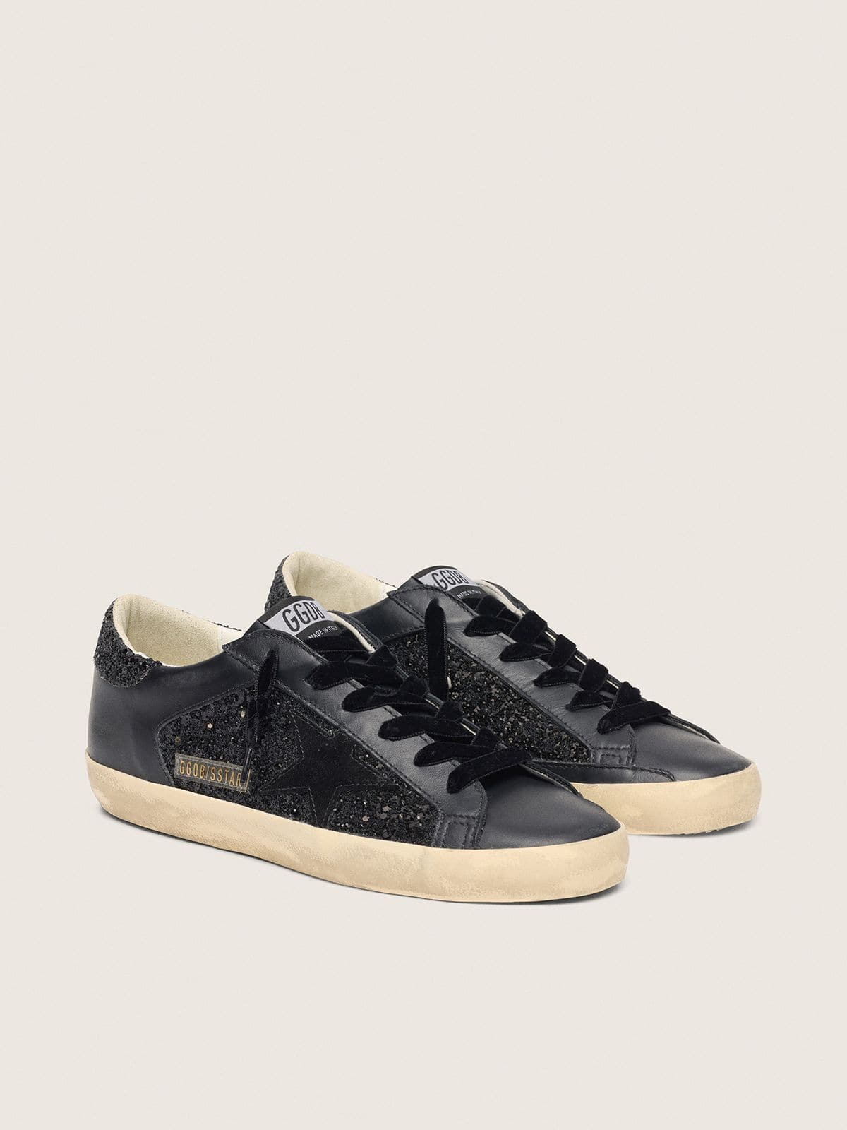 Golden Goose Women’s Super-Star In Black Glitter With Black Suede Star And Leather Inserts - Sneaker Türkiye